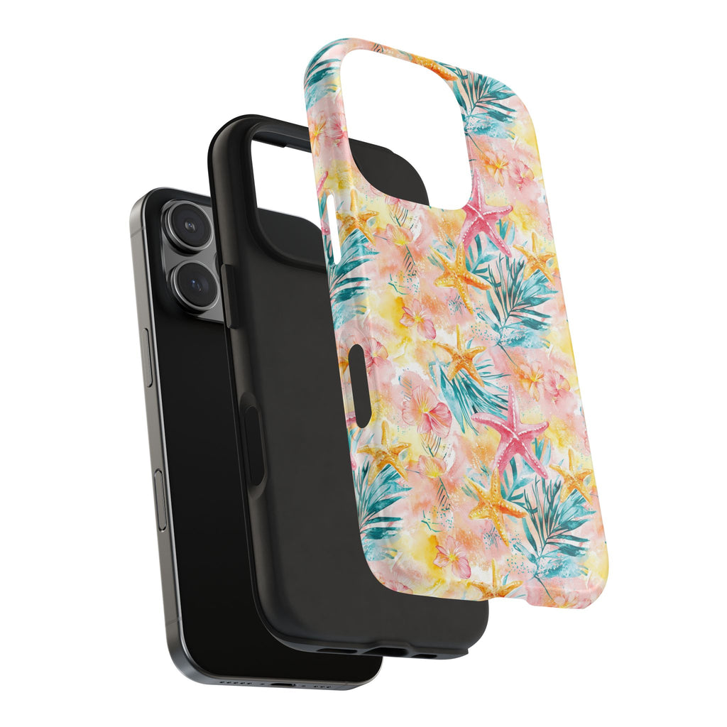 Pink Tropical Starfish- Floral Tough Phone Case - Durable Protection with a Beach Vibe, Perfect Gift for Summer Lovers, Ideal for Vacation, Fun, Stylish