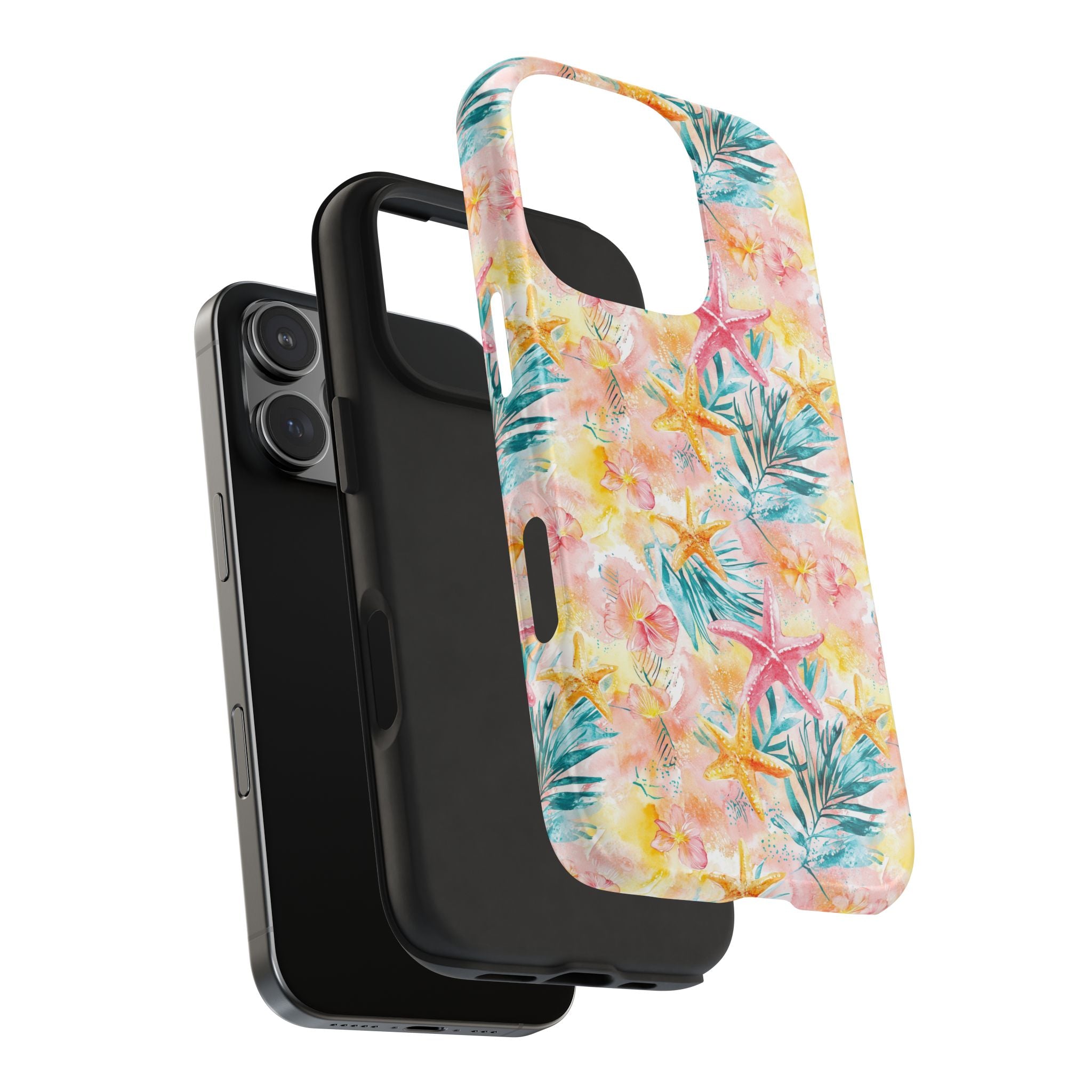 Pink Tropical Starfish- Floral Tough Phone Case - Durable Protection with a Beach Vibe, Perfect Gift for Summer Lovers, Ideal for Vacation, Fun, Stylish