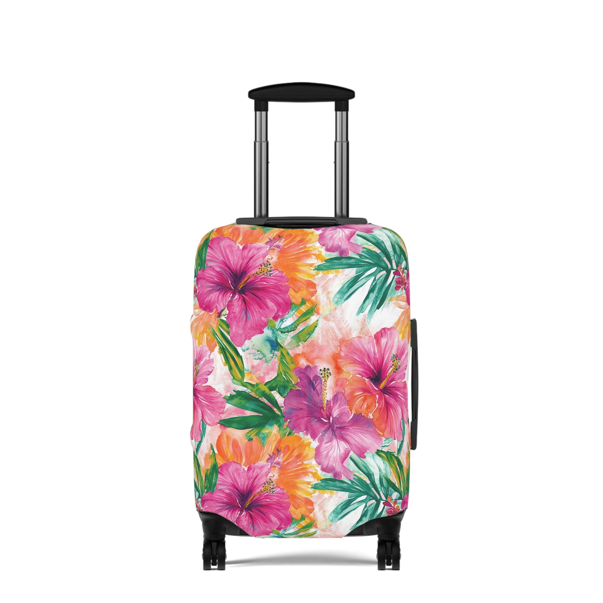 Pink Tropical Floral Luggage Cover - Travel Accessory for Stylish Vacationers, Perfect Gift for Travelers, Summer Escapes, Beach Getaways, [...]