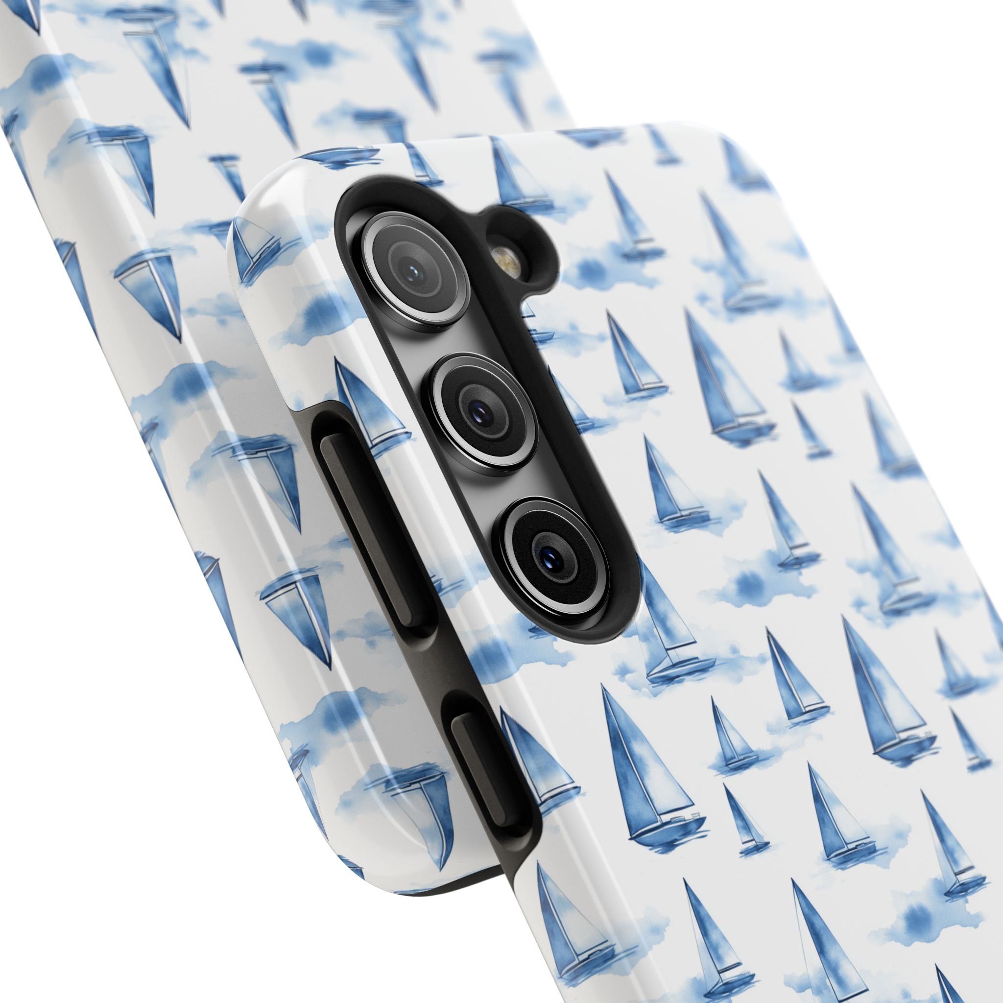 Blue Sailboat Phone Case - Nautical Tough Cover, Summer Gift, Ocean Lover Accessory, Unique Phone Protection, Beach Vibes