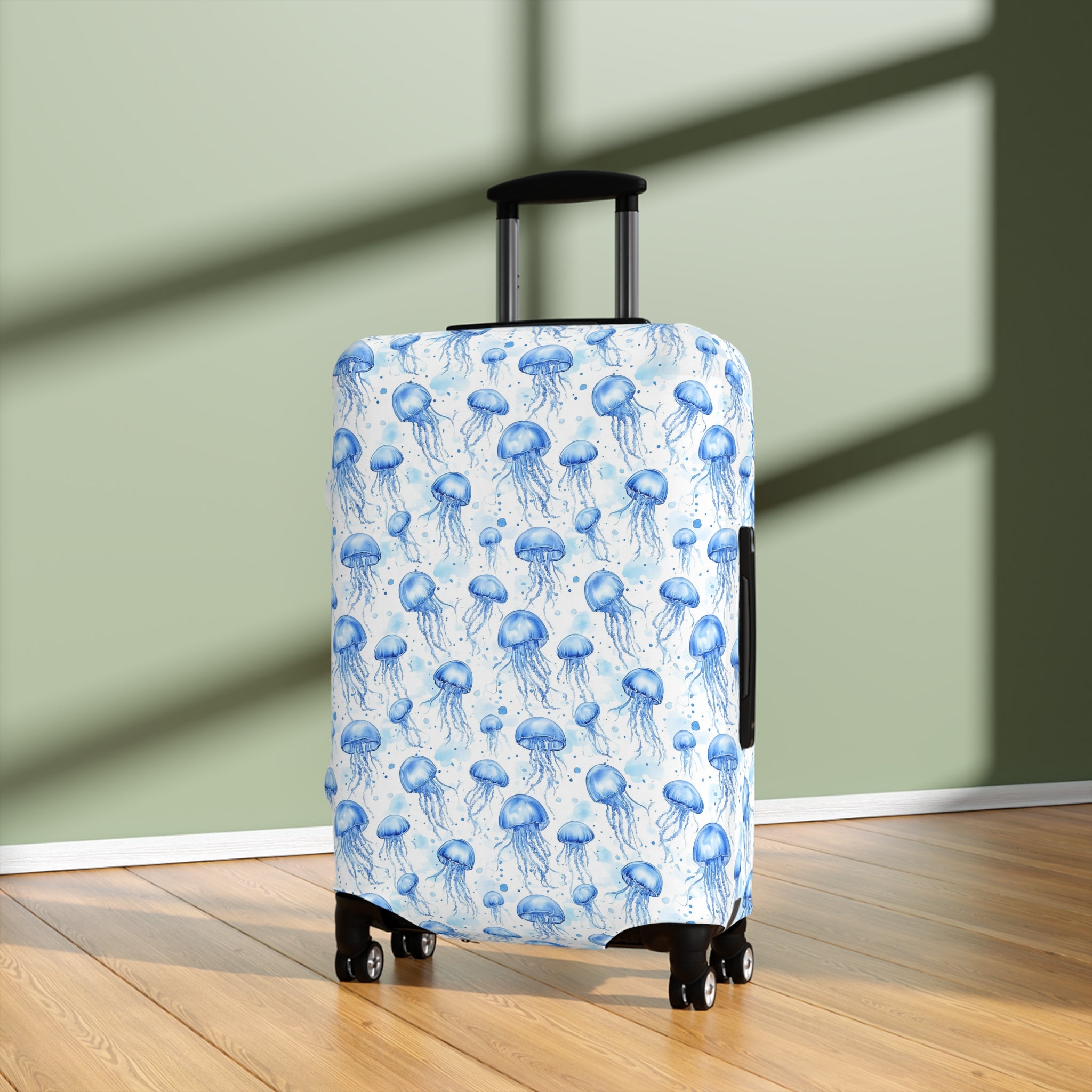 Blue Jellyfish - Vibrant Jellyfish Luggage Cover with Ocean Vibes, Travel Accessory for Beach Lovers, Vacation Essentials, Unique Gift Idea
