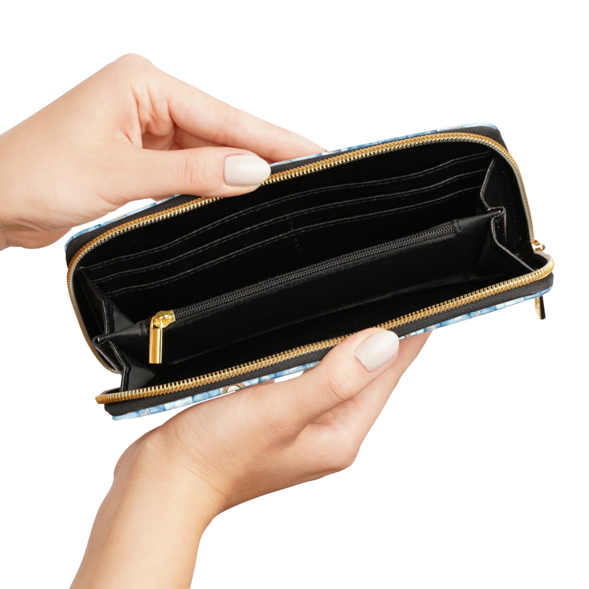 Europe Inspired Vegan Leather Wallet, Chic Travel Zipper Wallet in Parisian Design, Fashion Wallet for Women, Elegant Zip Wallet, Gift for Travelers, Stylish Accessory