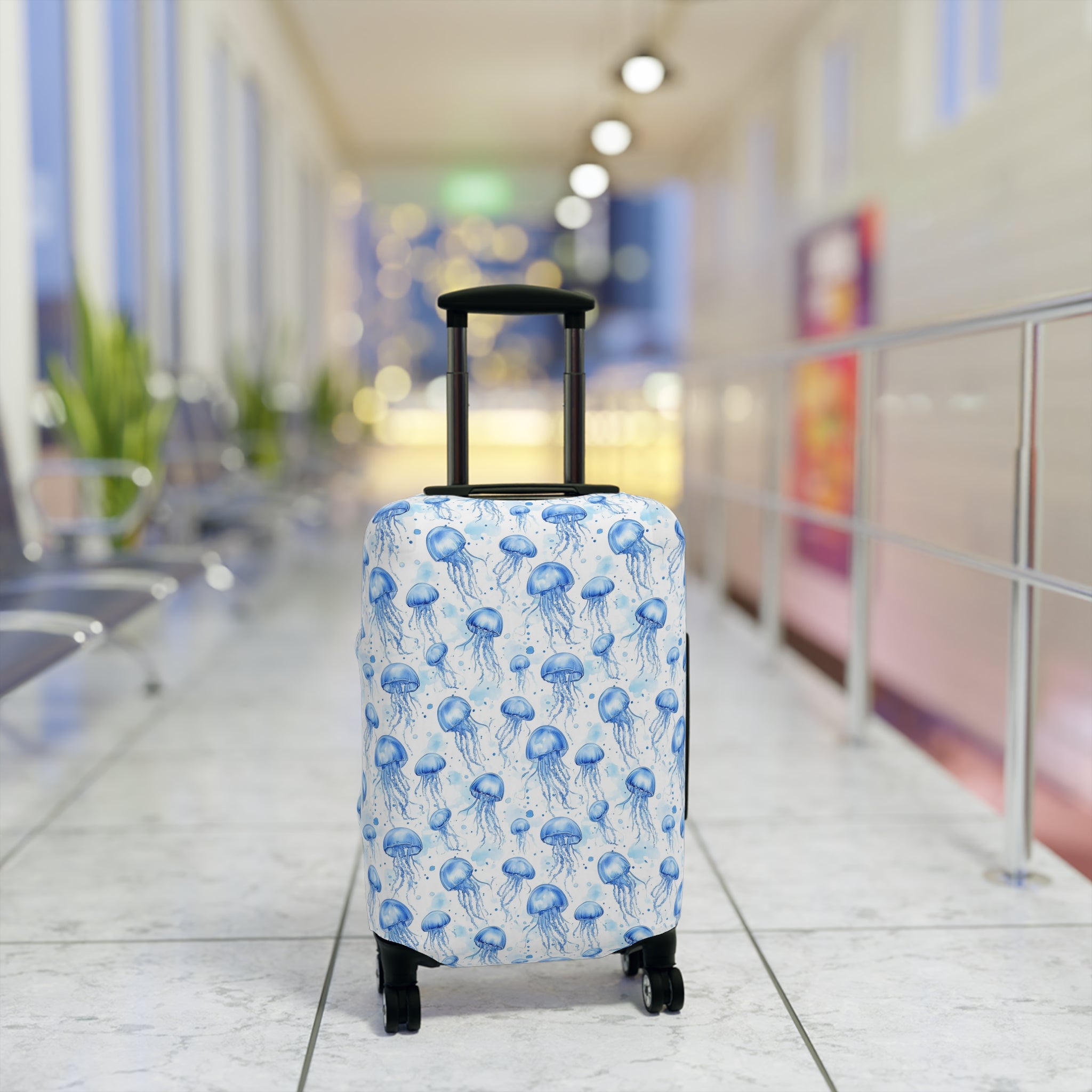Blue Jellyfish - Vibrant Jellyfish Luggage Cover with Ocean Vibes, Travel Accessory for Beach Lovers, Vacation Essentials, Unique Gift Idea