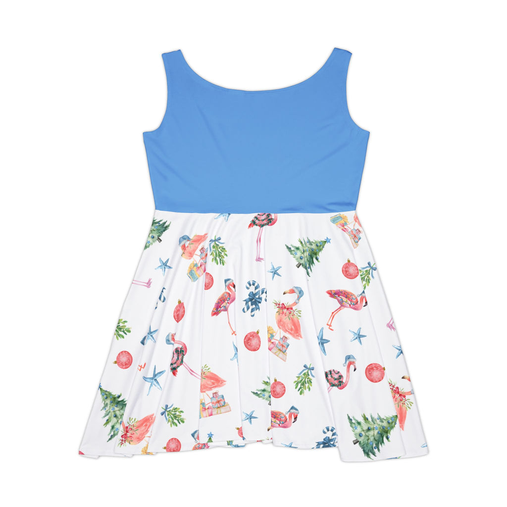 Tropical flamingo Christmas Holiday Skater Dress, Cute Summer Dress, Casual Skater Dress, Resort Wear, Beach Party Outfit