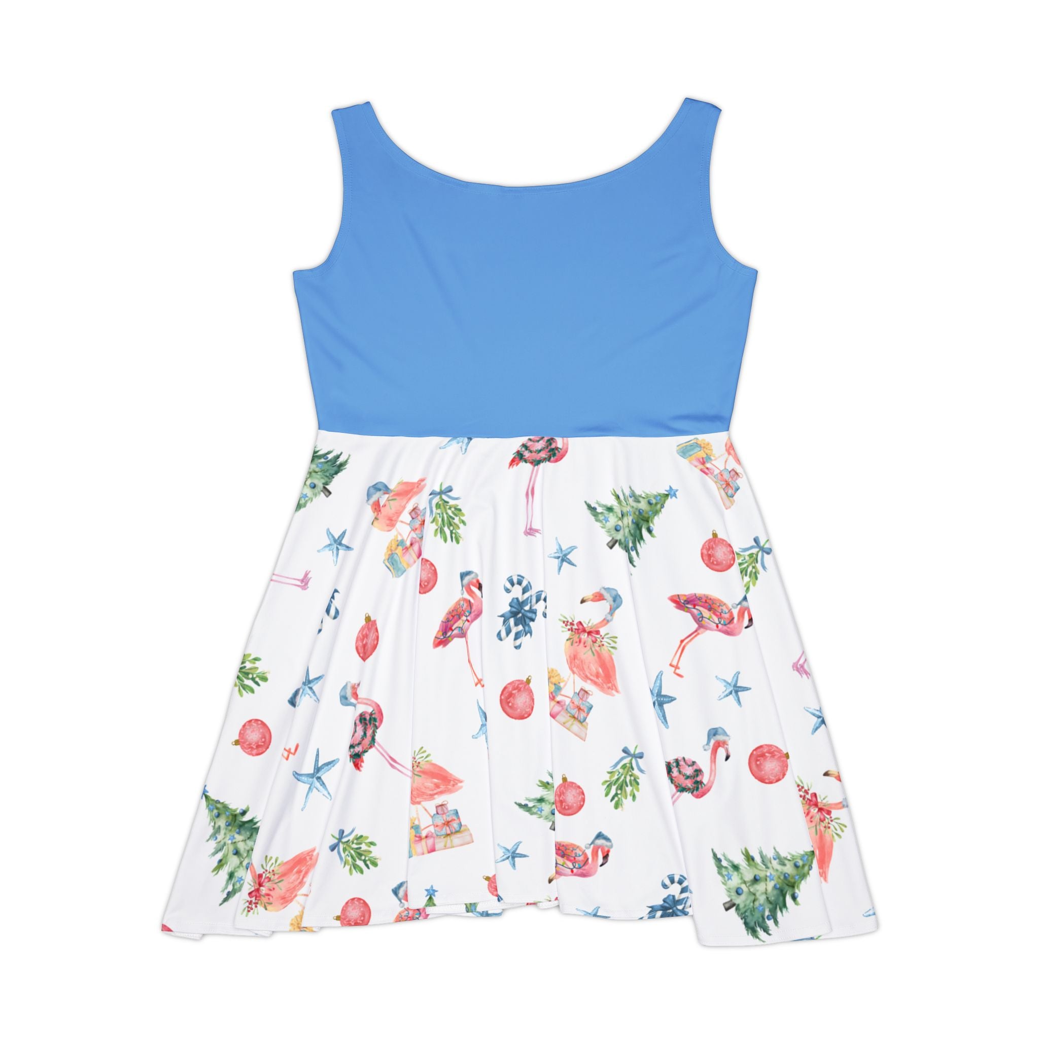 Tropical flamingo Christmas Holiday Skater Dress, Cute Summer Dress, Casual Skater Dress, Resort Wear, Beach Party Outfit