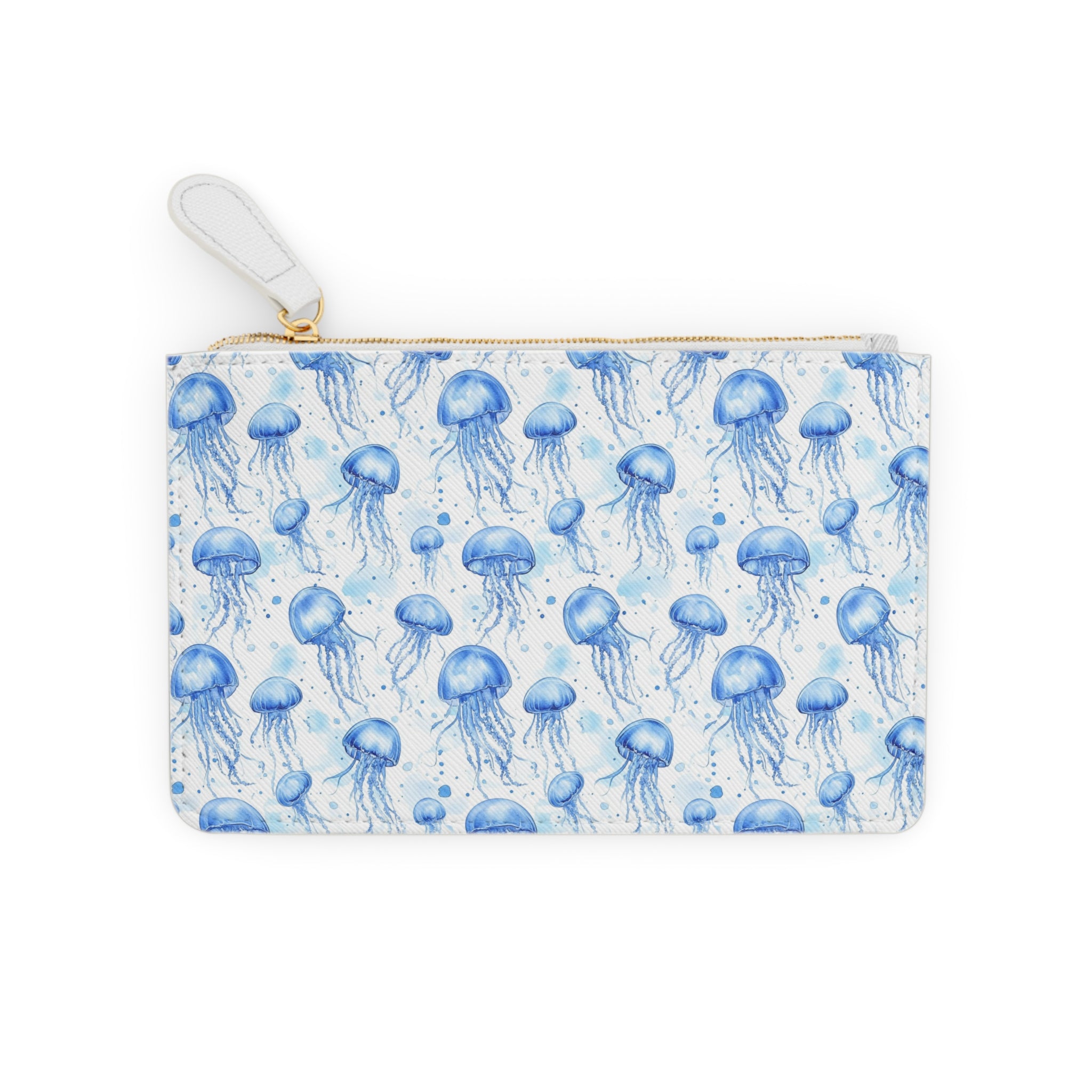 Blue Jellyfish Mini Vegan Leather Clutch Bag, Nautical Purse, Jellyfish Makeup Pouch, Beach Day Clutch, Summer Accessory, Cute Gift Idea