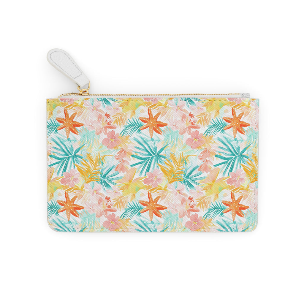 Tropical Starfish Mini  Vegan Leather Clutch Bag, Mini Clutch Bag, Tropical wallet, gift for her