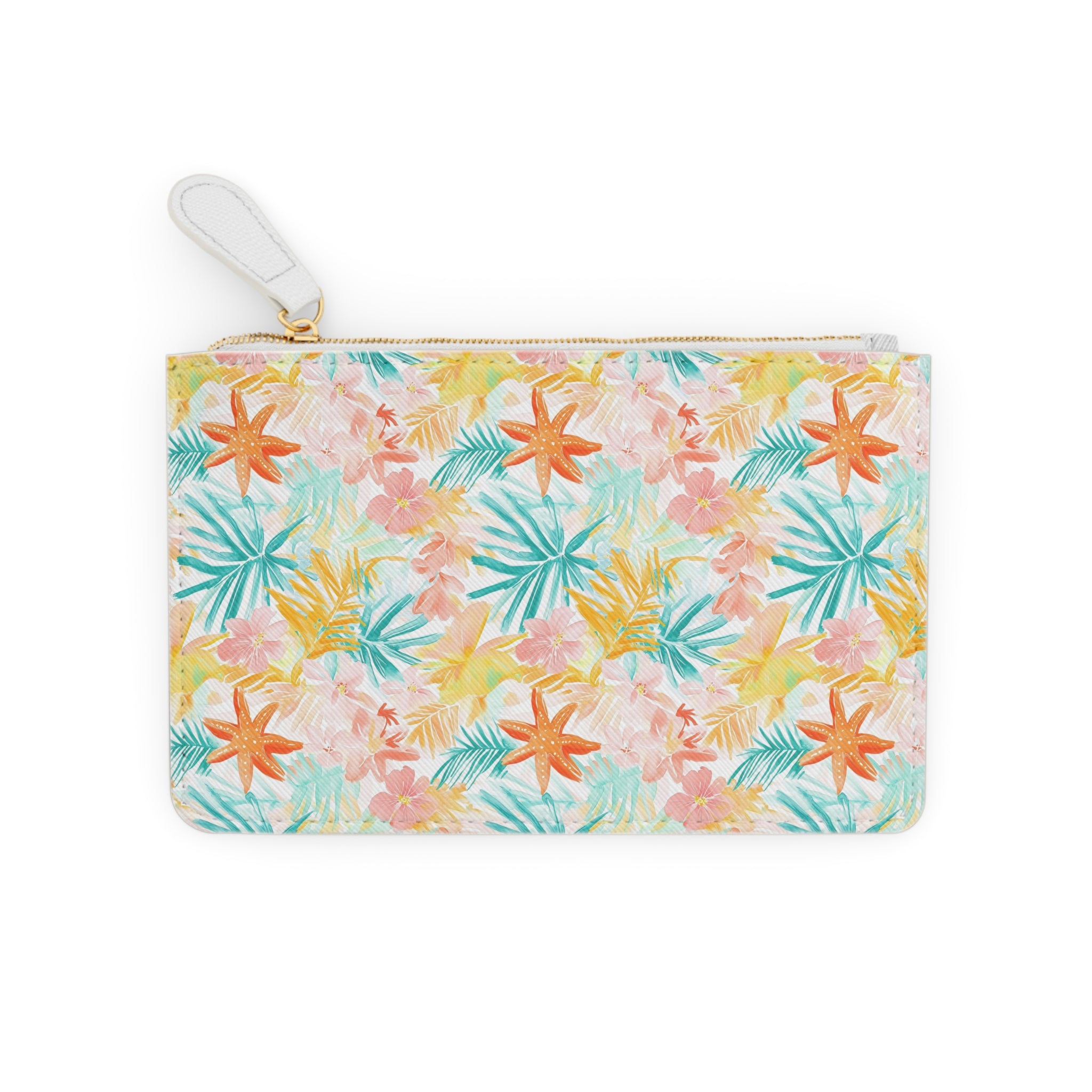 Tropical Starfish Mini  Vegan Leather Clutch Bag, Mini Clutch Bag, Tropical wallet, gift for her