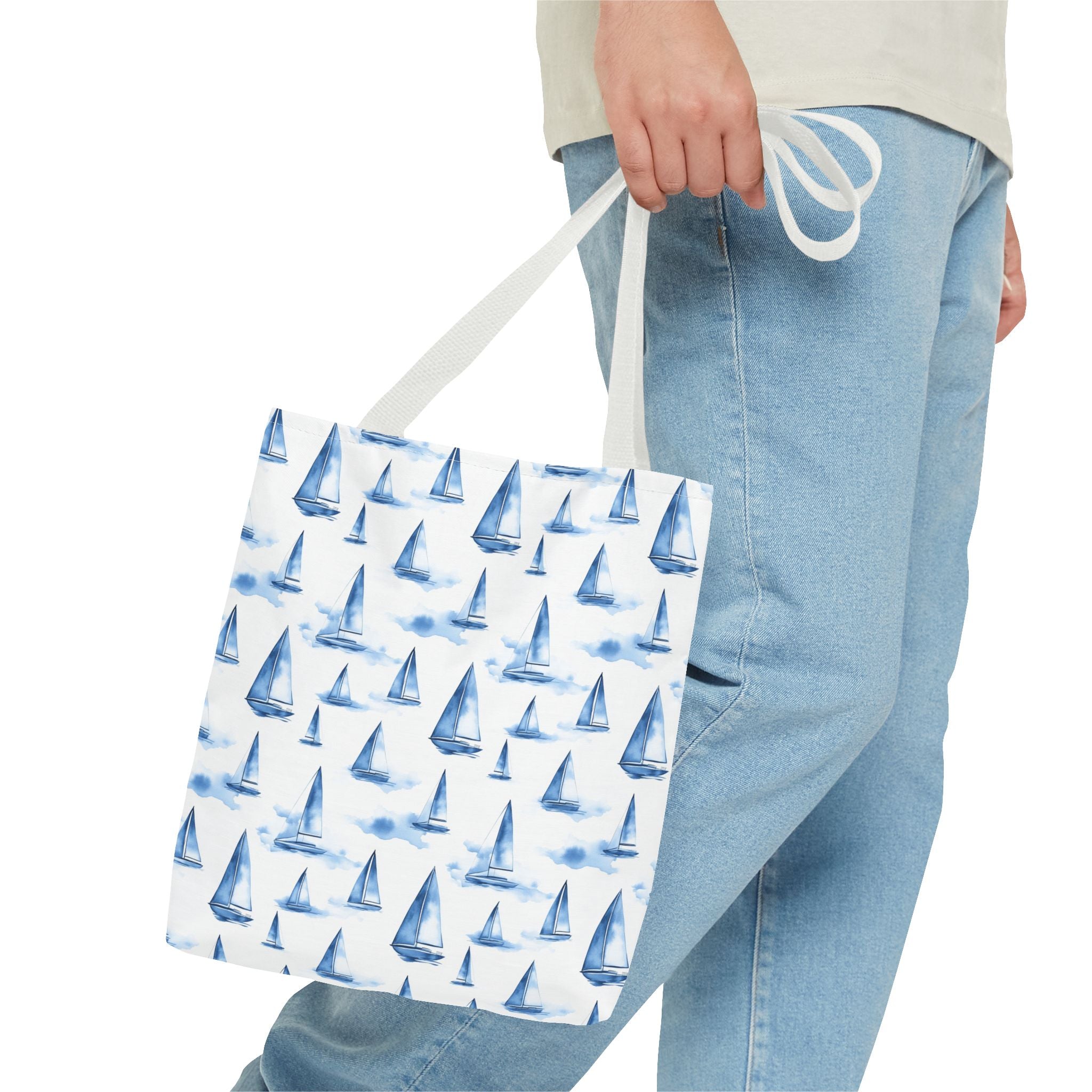 Blue Sail Boat - Nautical Tote Bag, Sailboat Shopping Bag, Beach Tote, Gift for Sailors, Vacation Accessory, Summer Bag