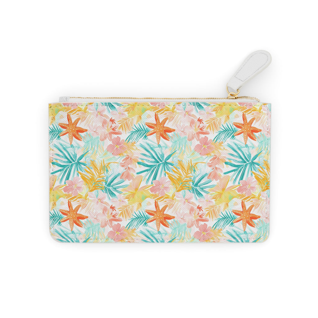 Tropical Starfish Mini  Vegan Leather Clutch Bag, Mini Clutch Bag, Tropical wallet, gift for her