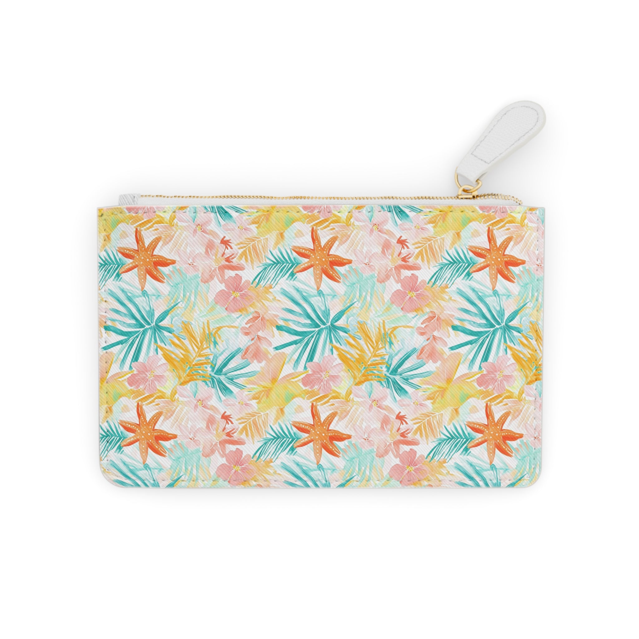 Tropical Starfish Mini  Vegan Leather Clutch Bag, Mini Clutch Bag, Tropical wallet, gift for her