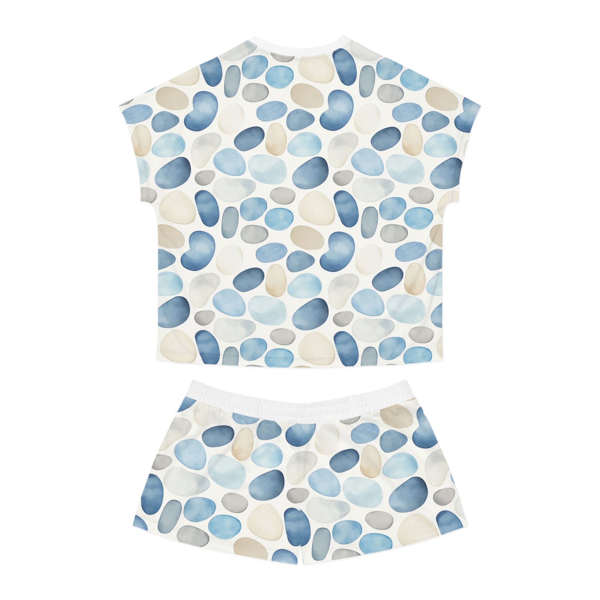 Cobblestone-Patterned Women's Short Pajama Set, Comfortable Sleepwear, Cute Loungewear, Gift for Her, Summer Nights