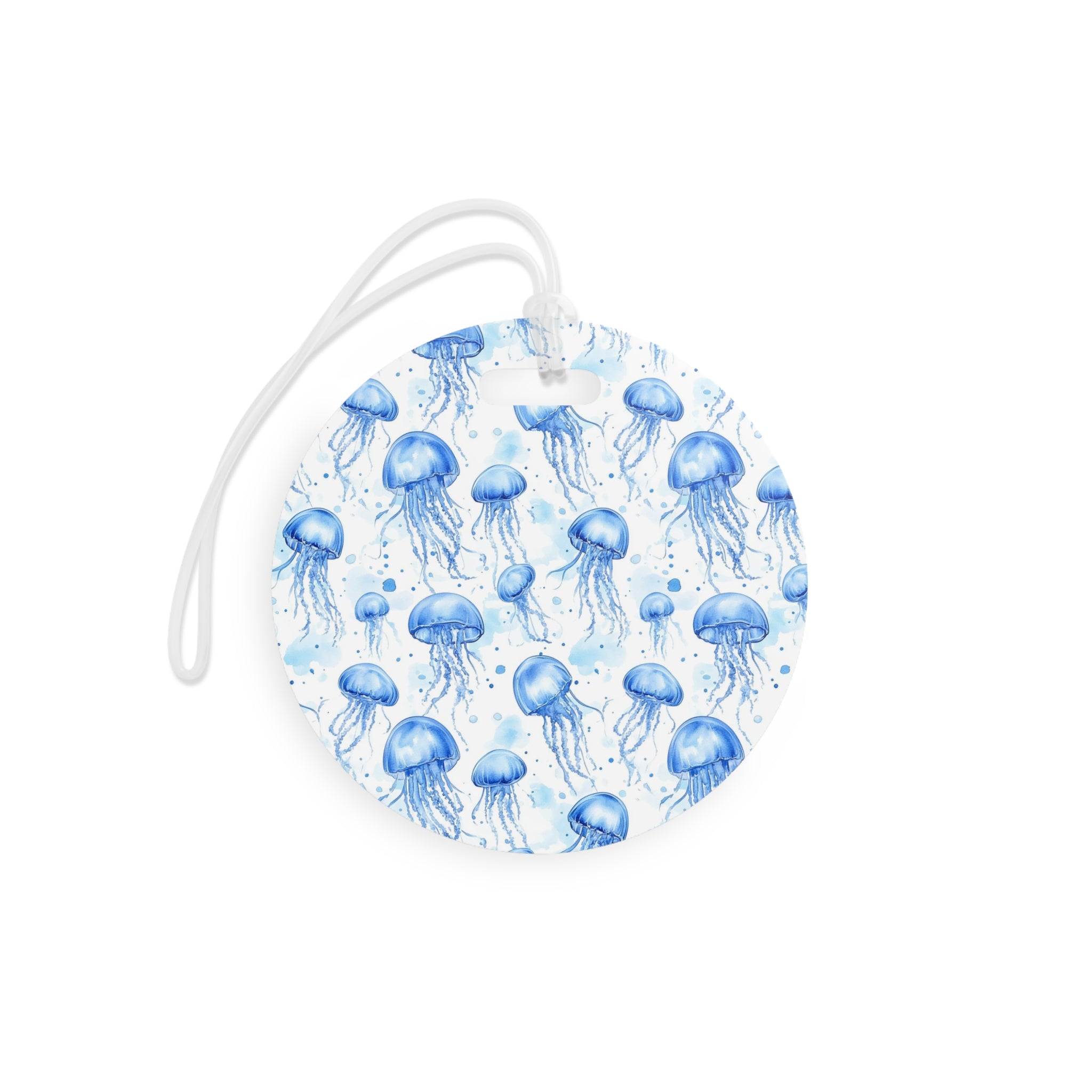 Blue Jellyfish Luggage Tag, Travel Accessories, Luggage, Vacation must have, Beach Vacation Supplies, Luggage Tag, Square or Round