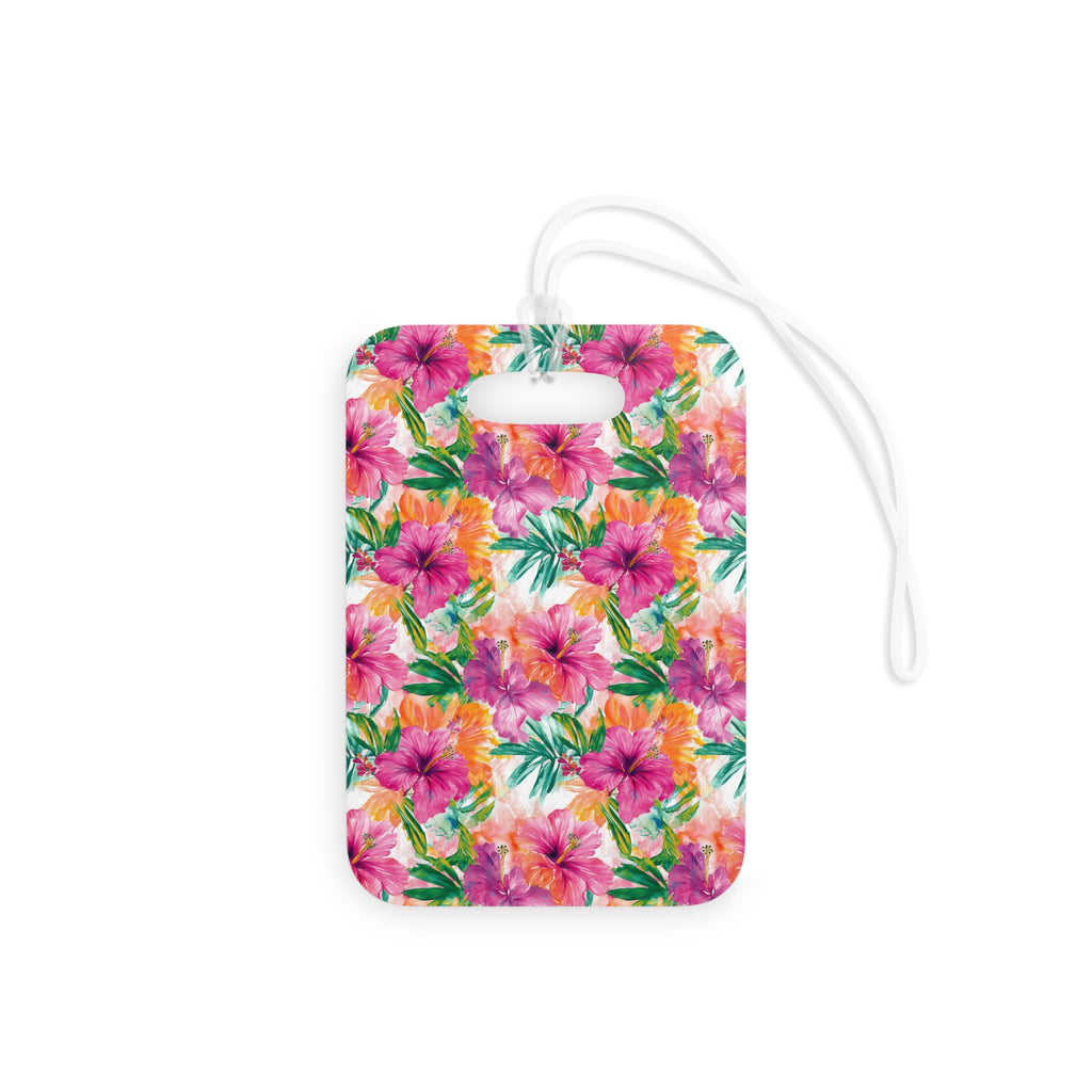 Pink Tropical Floral Luggage Tag, Travel Accessories, Luggage, Vacation must have, Beach Vacation Supplies