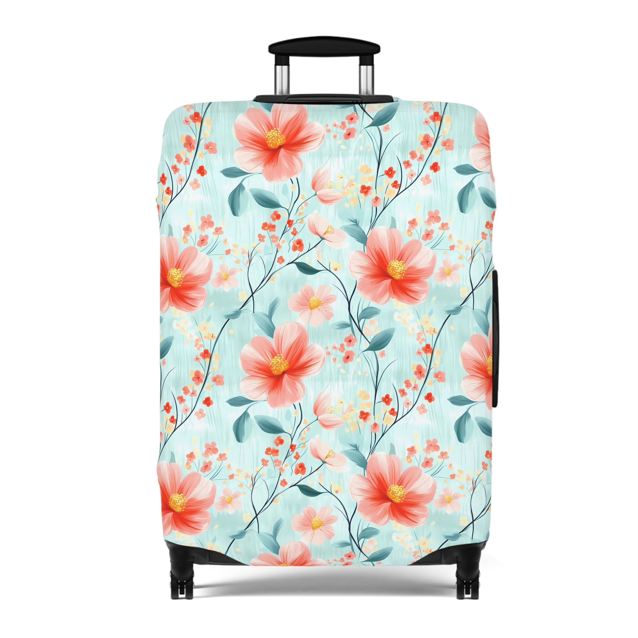 Teal Daisy - Floral Luggage Cover - Travel Accessory for Adventurers, Vacationers & Gift Seekers, Floral Pattern, Travel Essentials, Summer Trips
