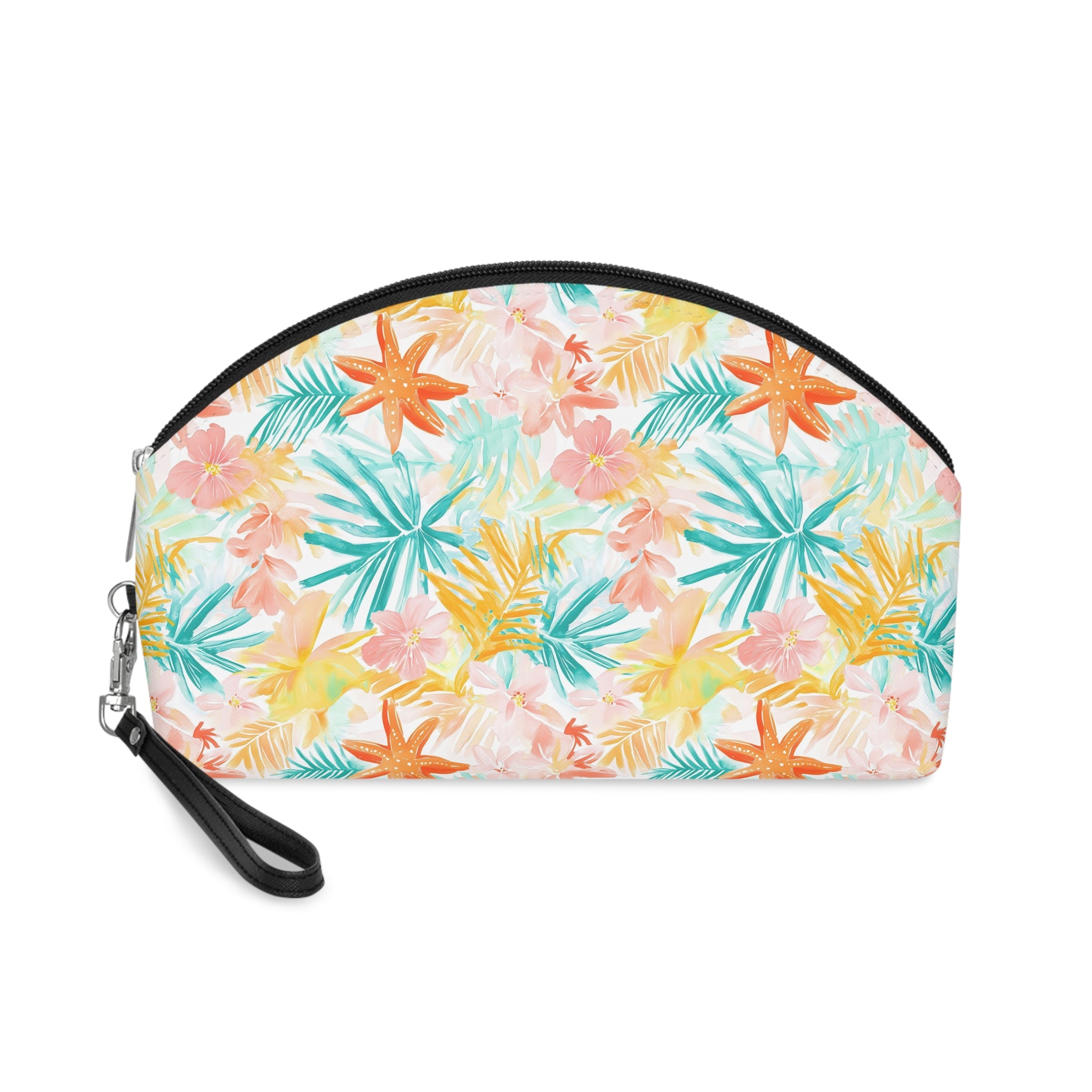 Tropical Starfish Makeup Bag, PU Faux Leather Makeup Bag, Travel Makeup kit, Vacation Makeup bag, Bridesmaid Gift, Makeup Organizer