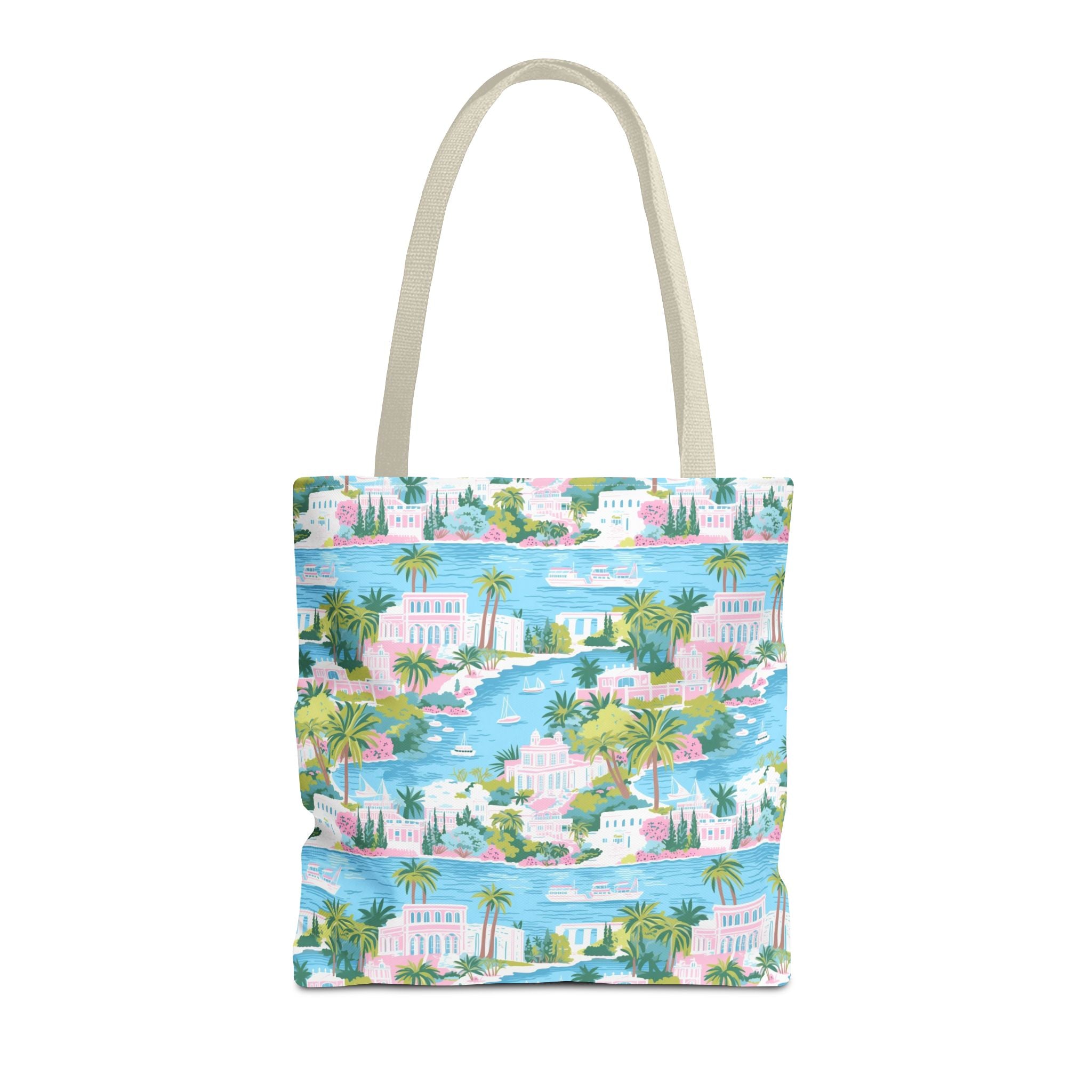 Greek Island - Tropical Paradise Tote Bag, Beach Bag, Eco-Friendly Shopping Bag, Summer Vibes Handbag, Vacation Essentials, Gift for Travelers