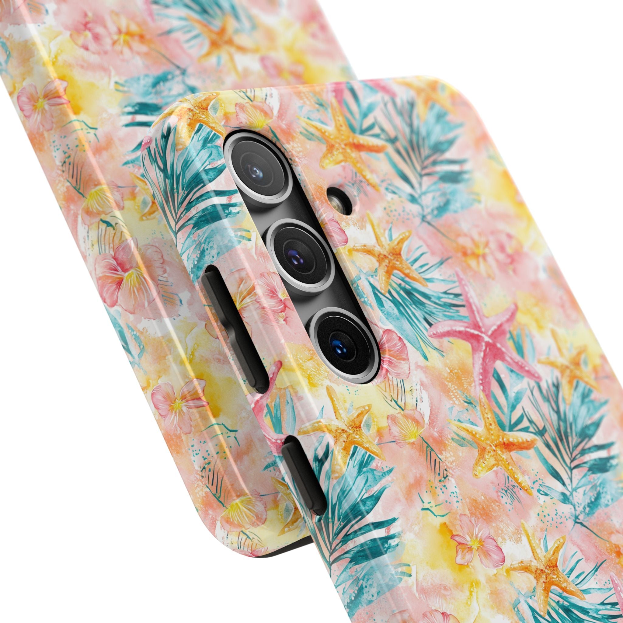 Pink Tropical Starfish- Floral Tough Phone Case - Durable Protection with a Beach Vibe, Perfect Gift for Summer Lovers, Ideal for Vacation, Fun, Stylish