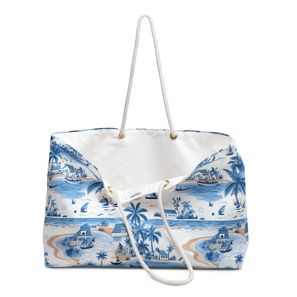 Tropical Blue Weekender Bag, Beach Bag, Beach Tote, Large tote bag, Vacation Bag, Bridesmaid Gift