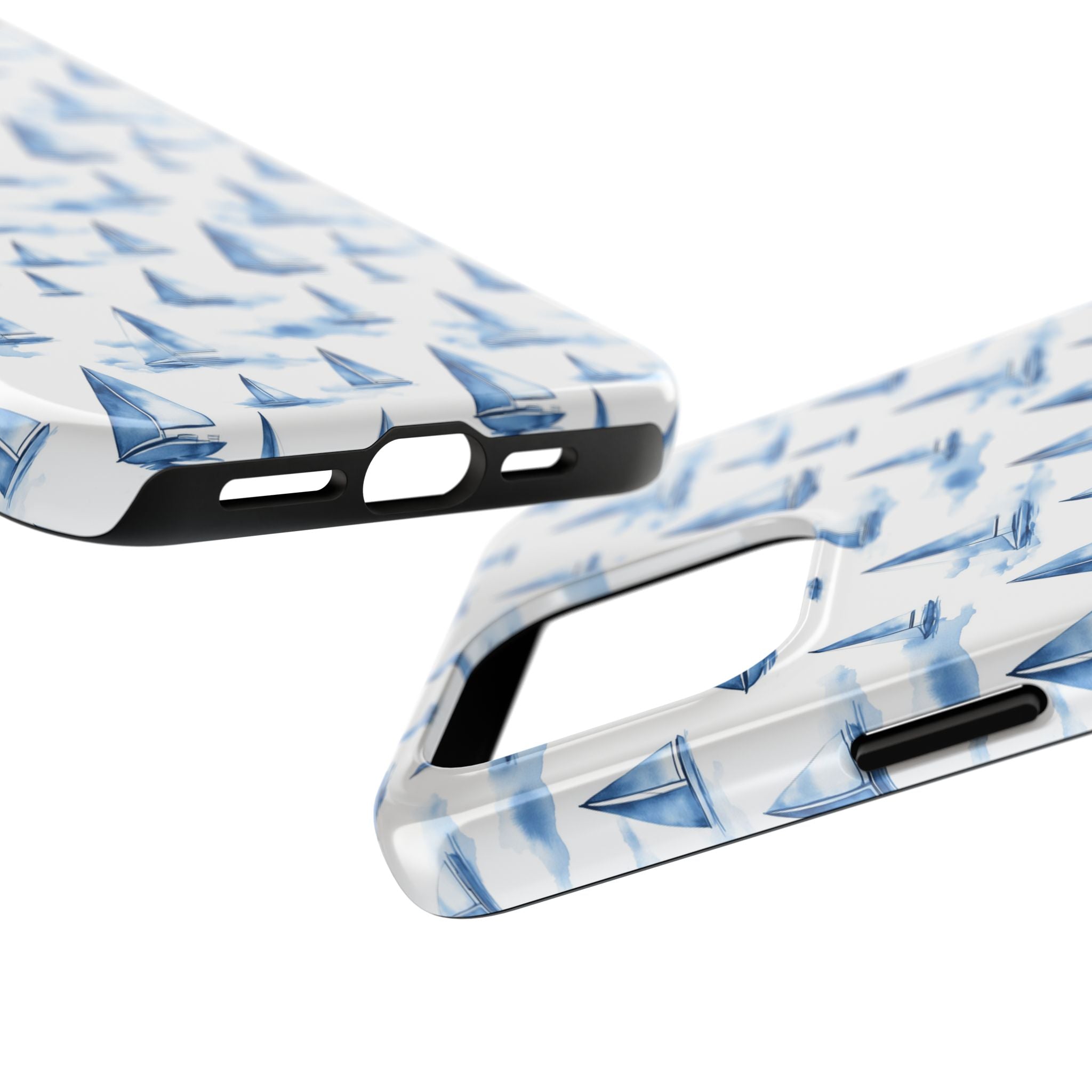Blue Sailboat Phone Case - Nautical Tough Cover, Summer Gift, Ocean Lover Accessory, Unique Phone Protection, Beach Vibes