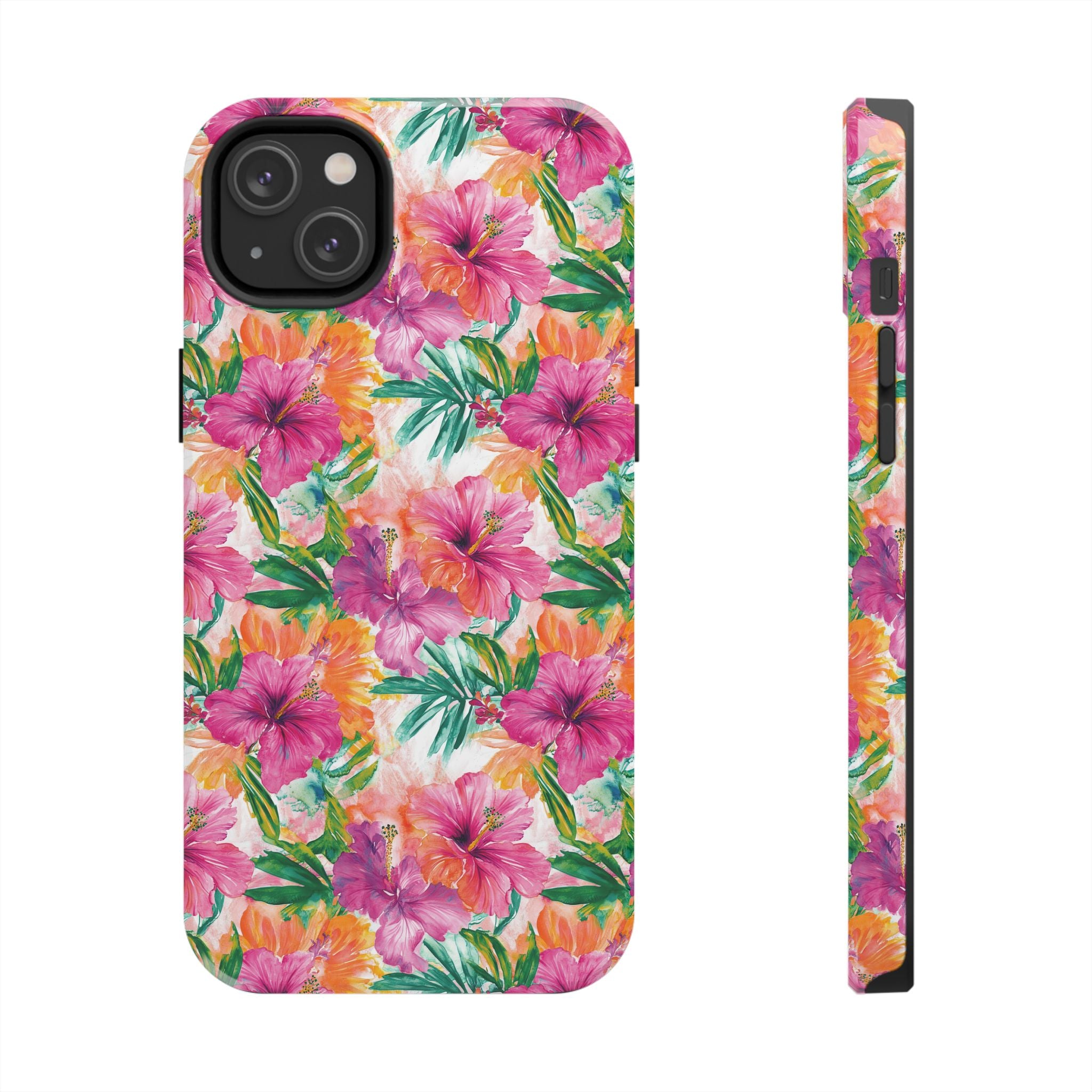 Pink Tropical Floral Phone Case, Tough Waterproof Cover, Summer Vibe Gift, Durable Tech Accessory, Floral Pattern for iPhone, Chic, Stylish