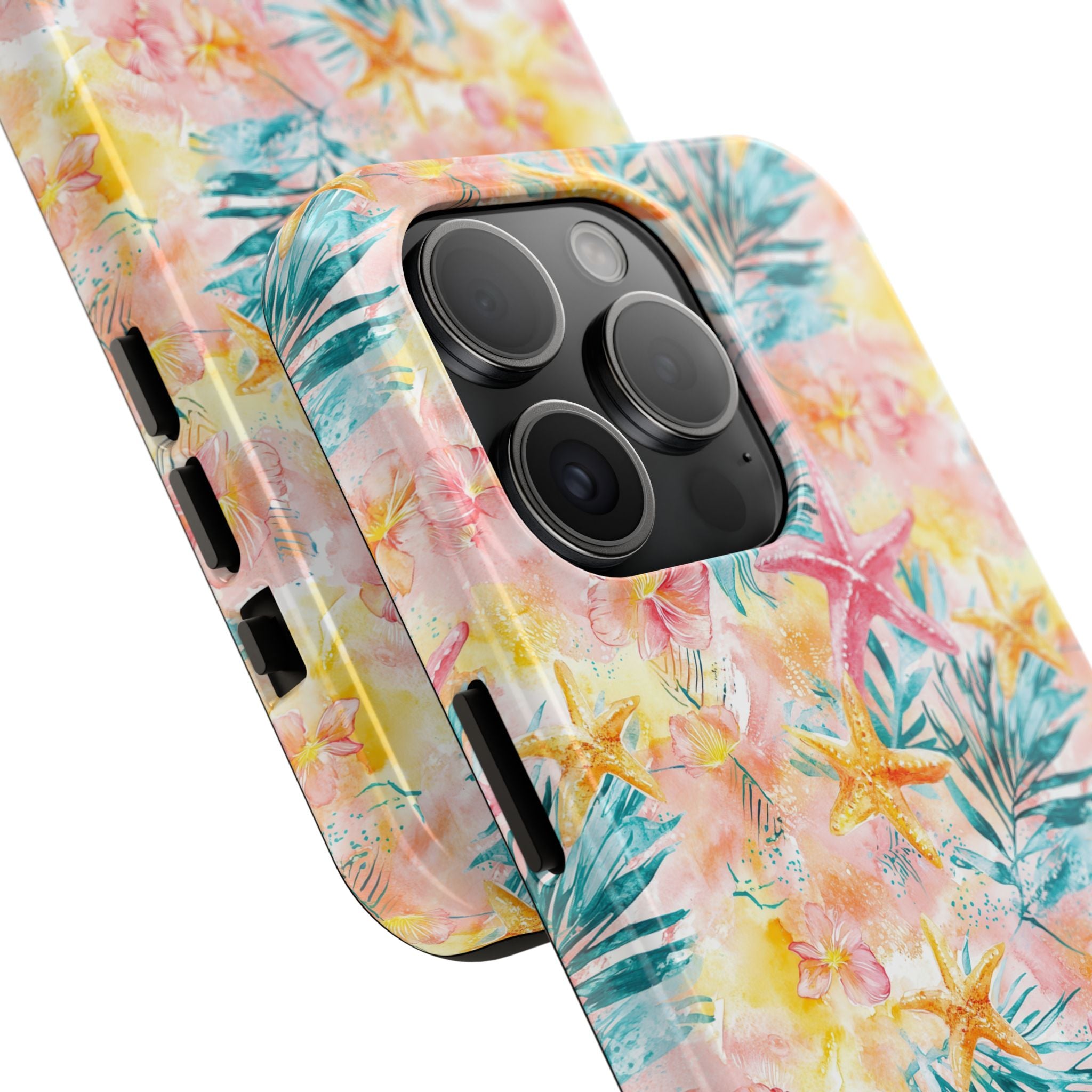 Pink Tropical Starfish- Floral Tough Phone Case - Durable Protection with a Beach Vibe, Perfect Gift for Summer Lovers, Ideal for Vacation, Fun, Stylish
