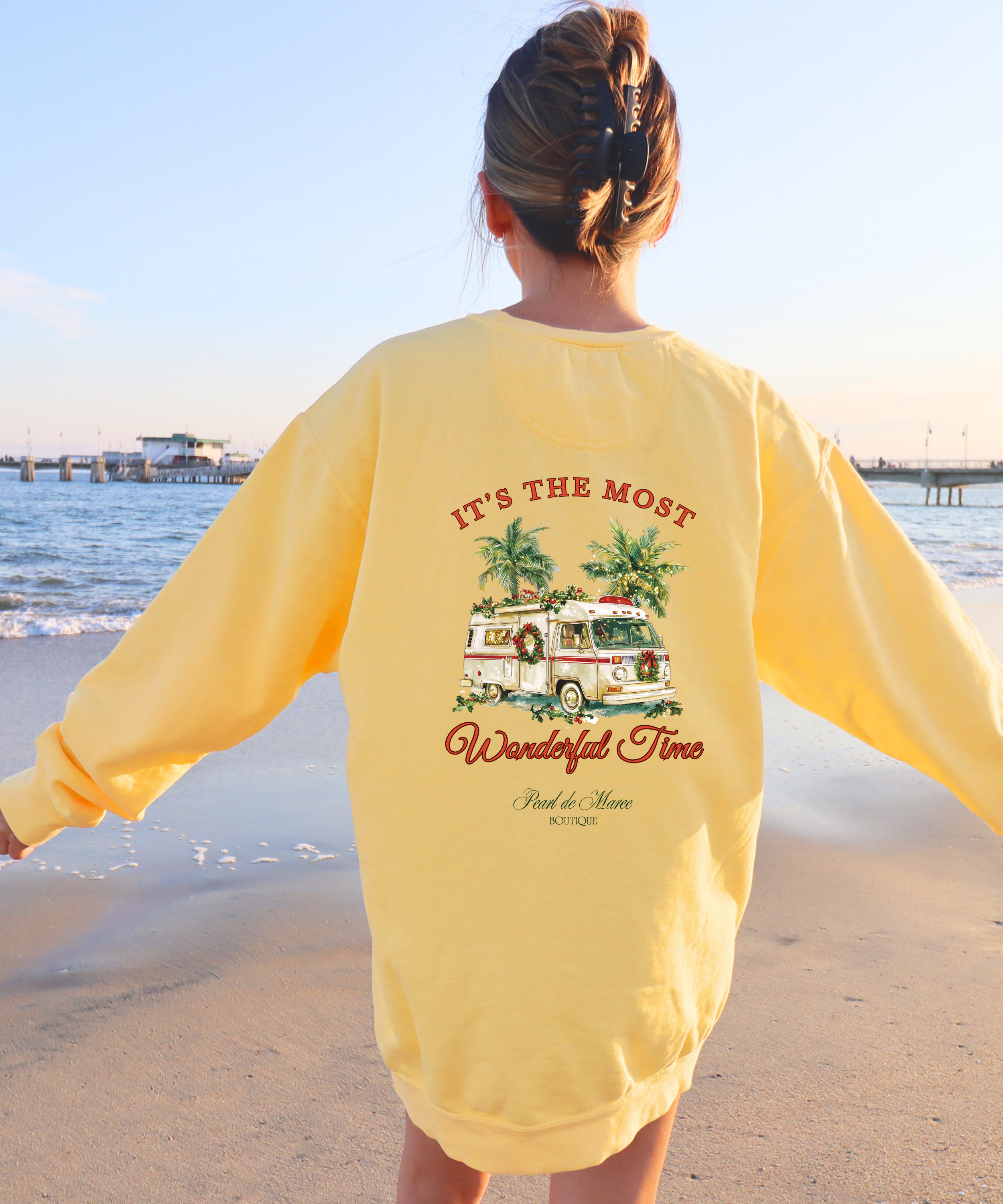 Its the most wonderful time camper, Christmas Crewneck, Tropical Christmas Sweater, Beach Christmas Sweater, Gift for her Winter top.