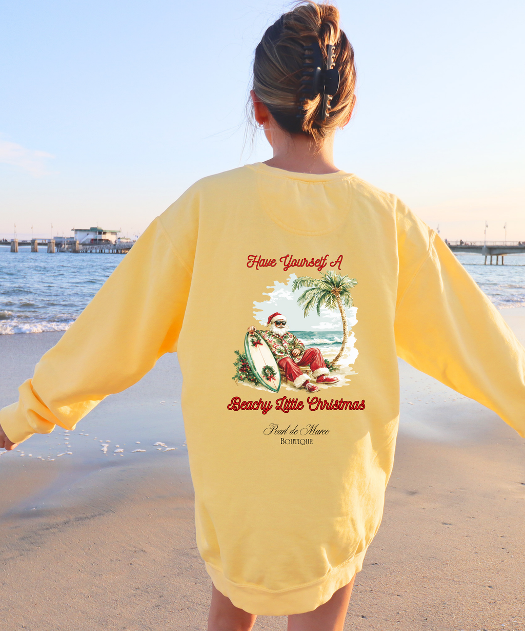 Have yourself a beachy little Christmas, Christmas Crewneck, Tropical Christmas Sweater, Beach Christmas Sweater, Gift for her Winter top.