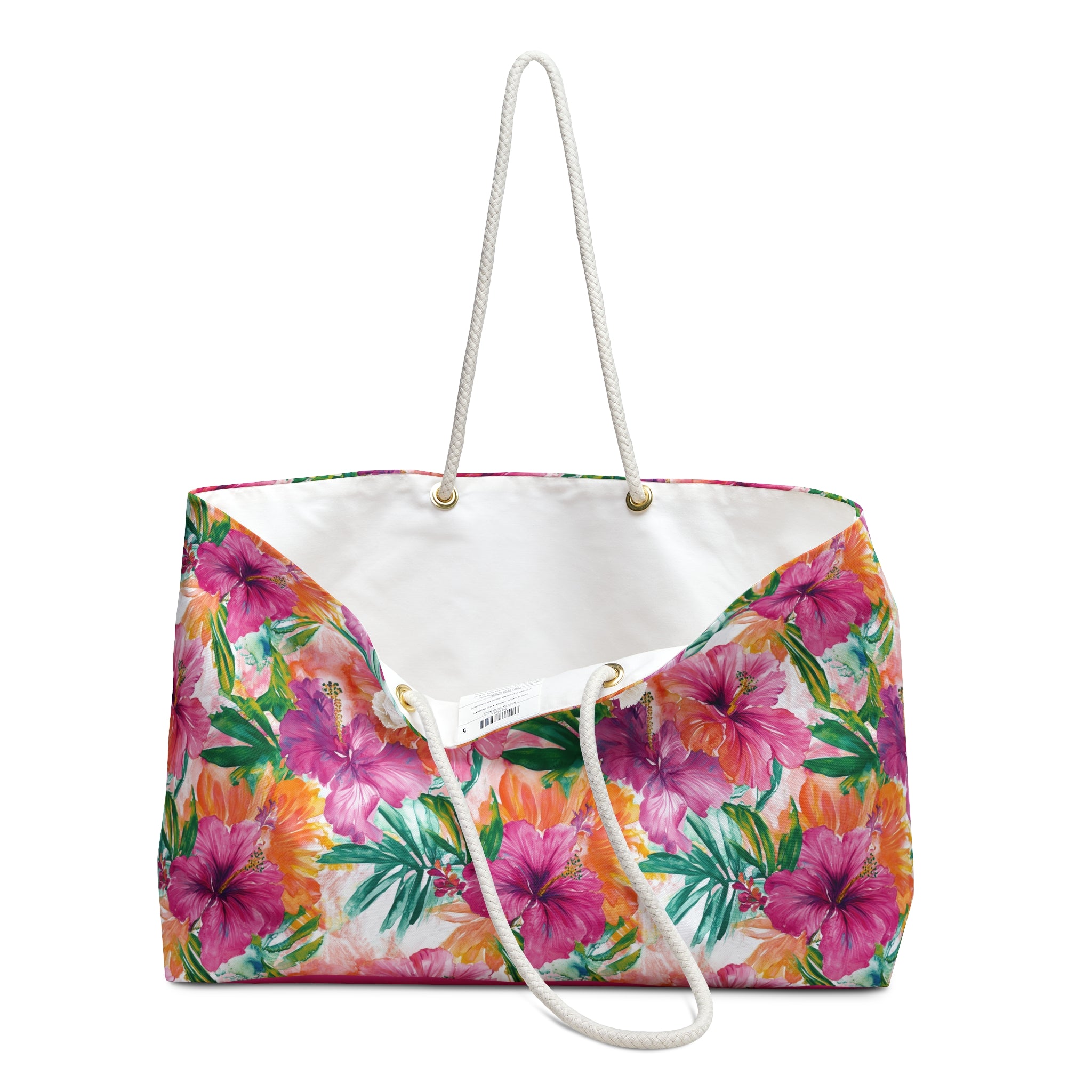 Pink Tropical Floral Weekender Tote Bag, Beach Bag, Beach Tote, Large tote bag, Vacation Bag, Bridesmaid Gift