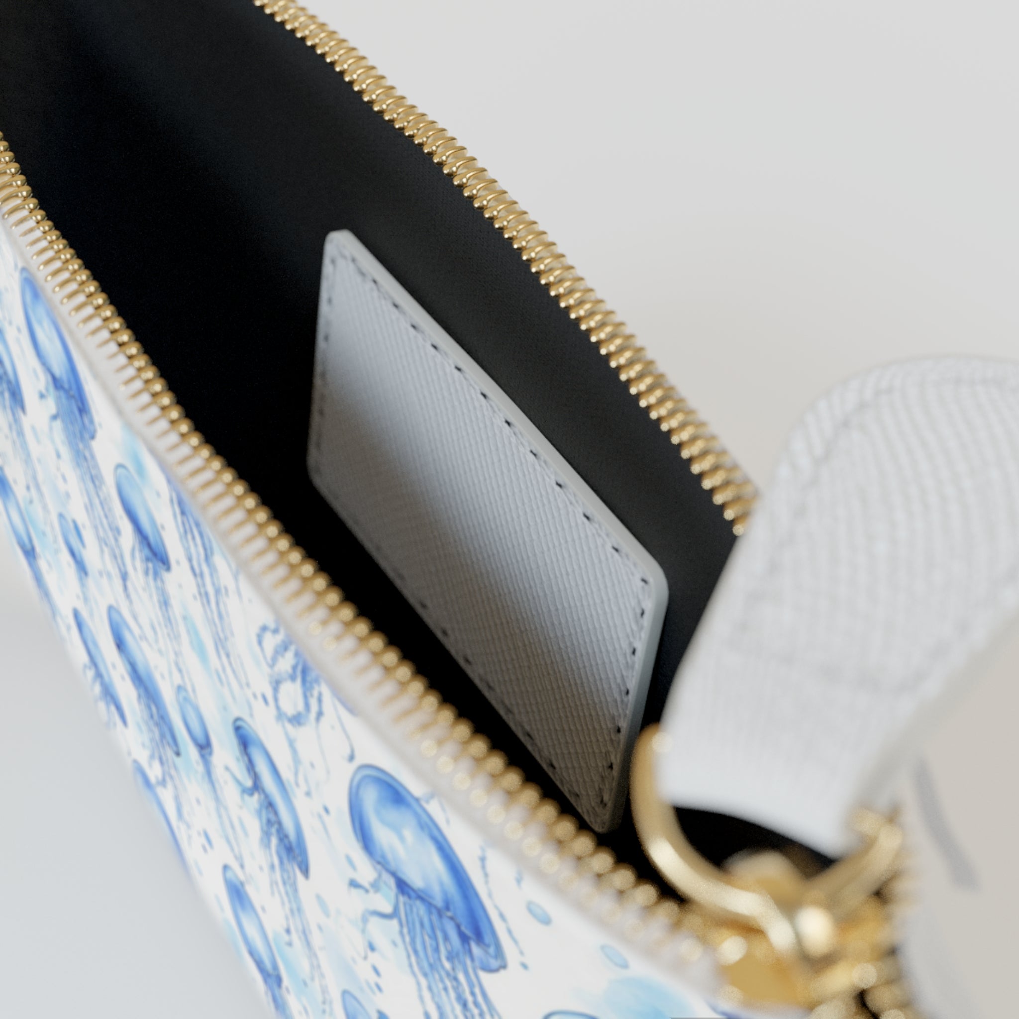 Blue Jellyfish Mini Vegan Leather Clutch Bag, Nautical Purse, Jellyfish Makeup Pouch, Beach Day Clutch, Summer Accessory, Cute Gift Idea