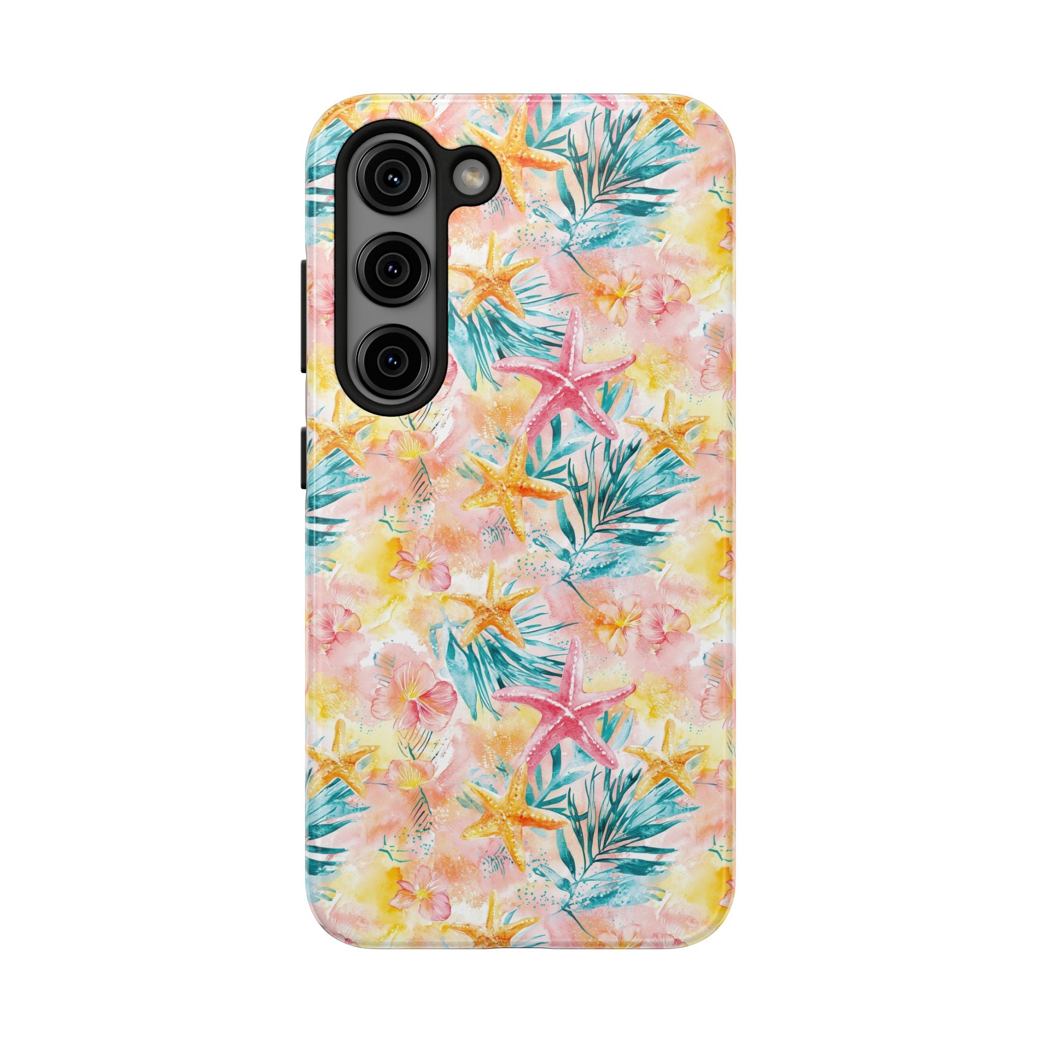 Pink Tropical Starfish- Floral Tough Phone Case - Durable Protection with a Beach Vibe, Perfect Gift for Summer Lovers, Ideal for Vacation, Fun, Stylish