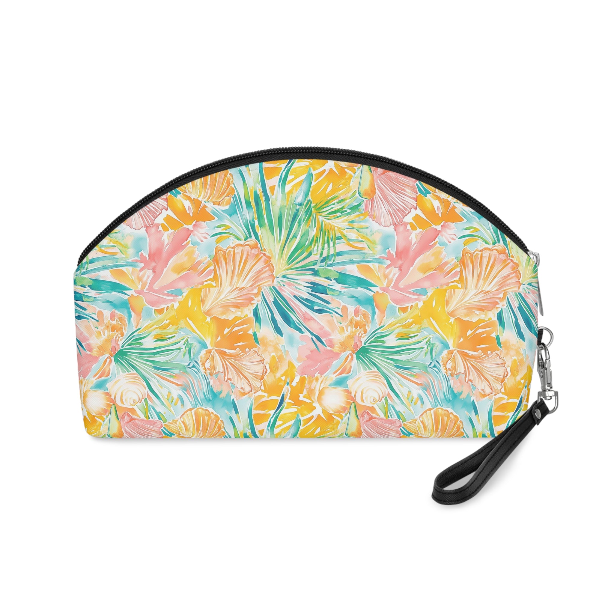 Neon Tropics Makeup Bag, PU Faux Leather Makeup Bag, Travel Makeup kit, Vacation Makeup bag, Bridesmaid Gift, Makeup Organizer