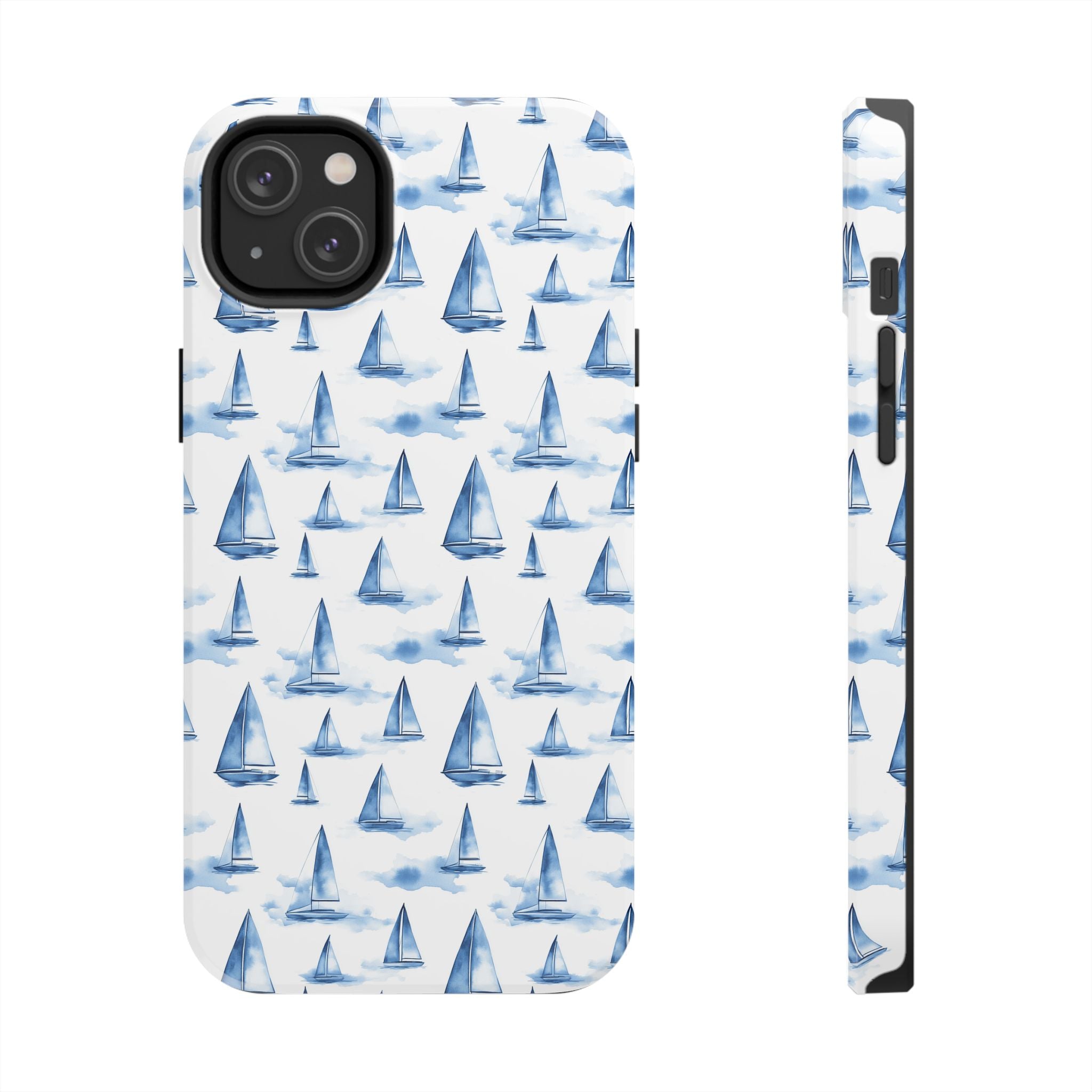 Blue Sailboat Phone Case - Nautical Tough Cover, Summer Gift, Ocean Lover Accessory, Unique Phone Protection, Beach Vibes