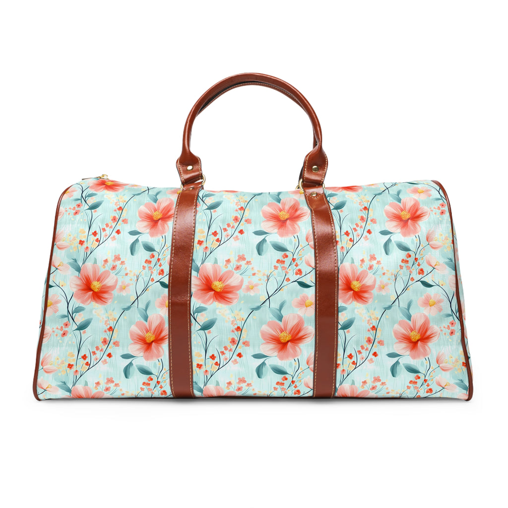 Teal Daisy- Stylish Waterproof Travel Bag - Floral Weekender, Overnight Getaway Bag, Luggage, Beach Bag, Gift for Travelers