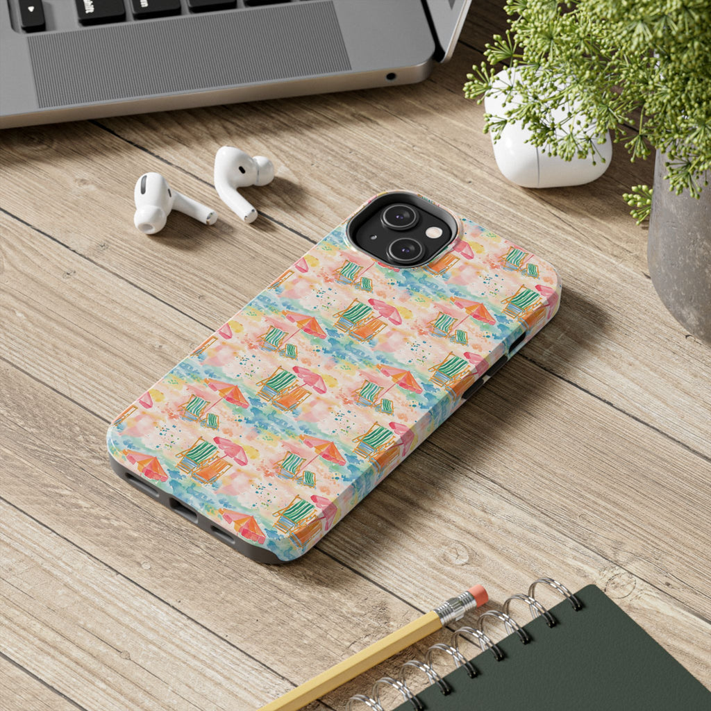 Beach Vibes - Colorful Beach Scene Tough Phone Cases | Summer Vibes, Beach Lover Gift, Durable Case, Phone Accessories, Fun Design