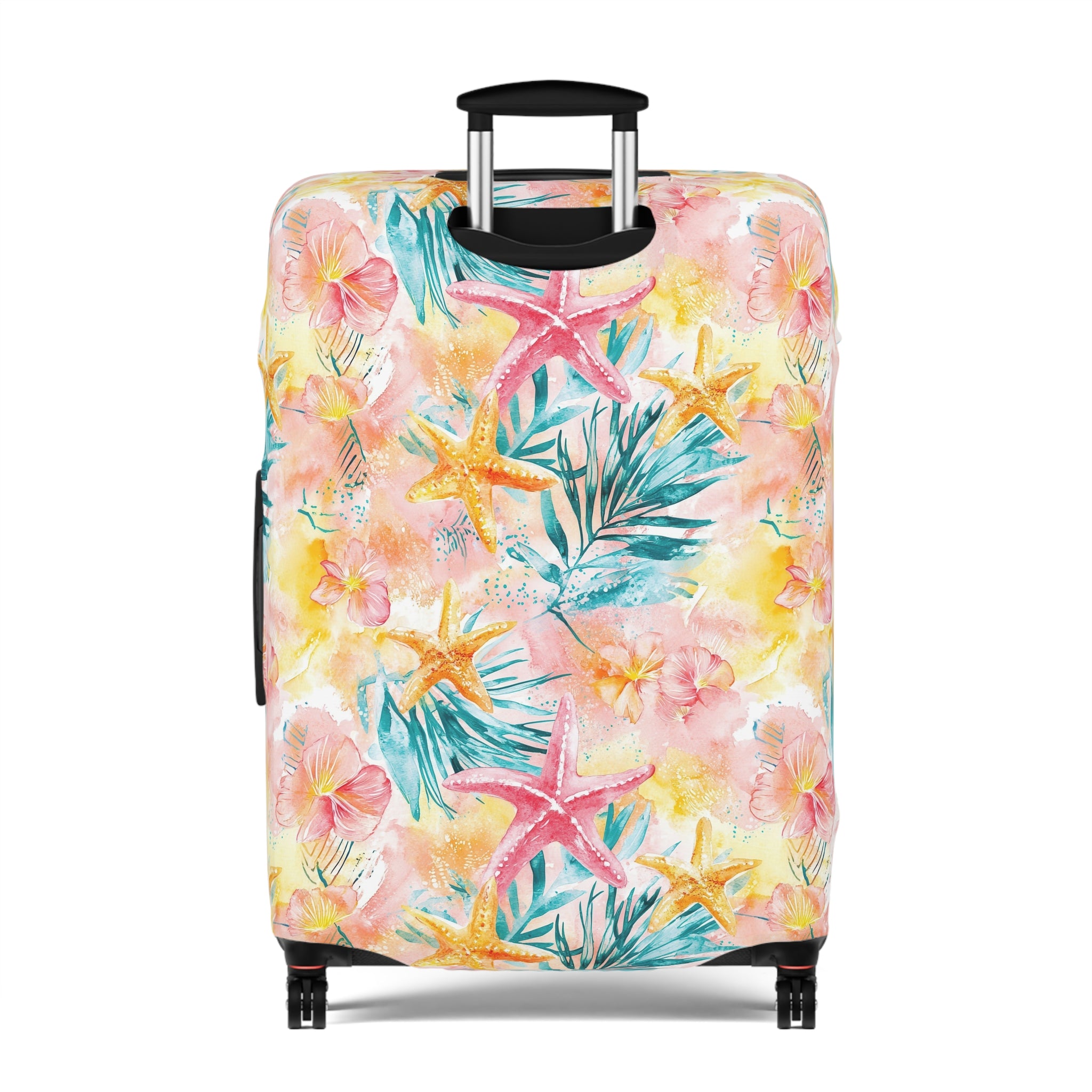 Pink Tropical Starfish- Luggage Cover - Colorful Travel Accessory for Vacation, Beach & Adventure Lovers, Air Travel Gear, Personalized Gift