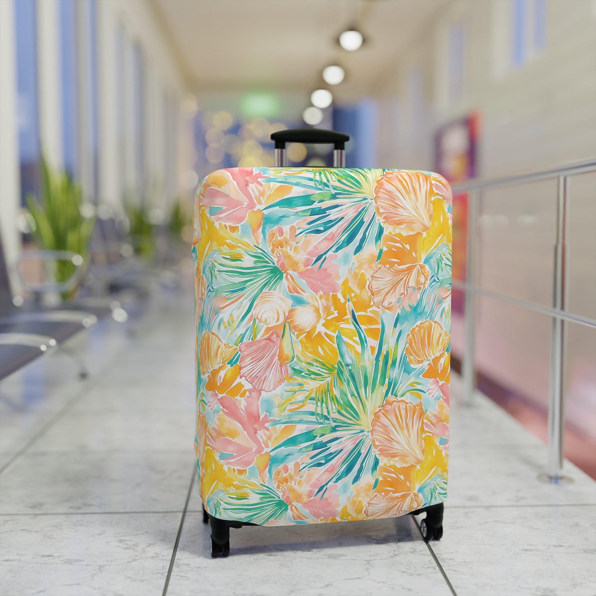 Neon Tropics - Luggage Cover, Vibrant Travel Accessory, Tropical Vacation Essential, Unique Suitcase Protector, Gifts for Travelers