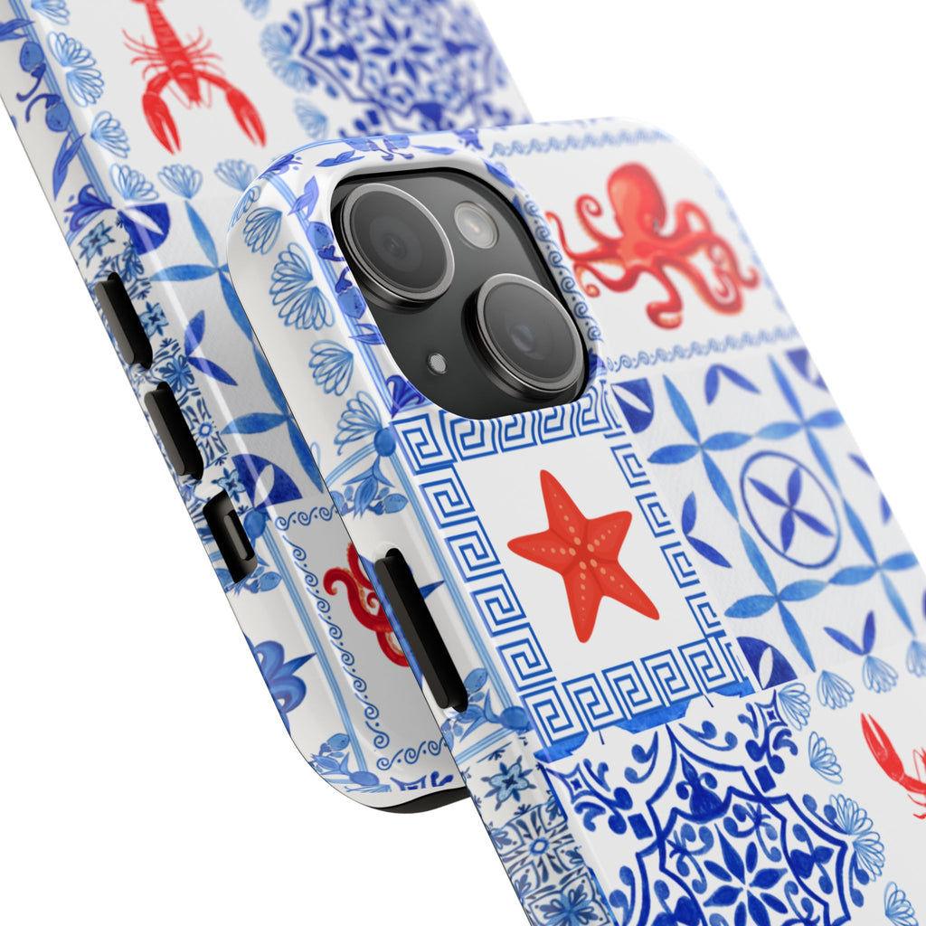 Greek Sea- Coastal Chic Phone Case - Nautical Sea Life Design, Marine Themed Tough Case, Ocean Lover Gift, Beach Decor, Summer Vibes
