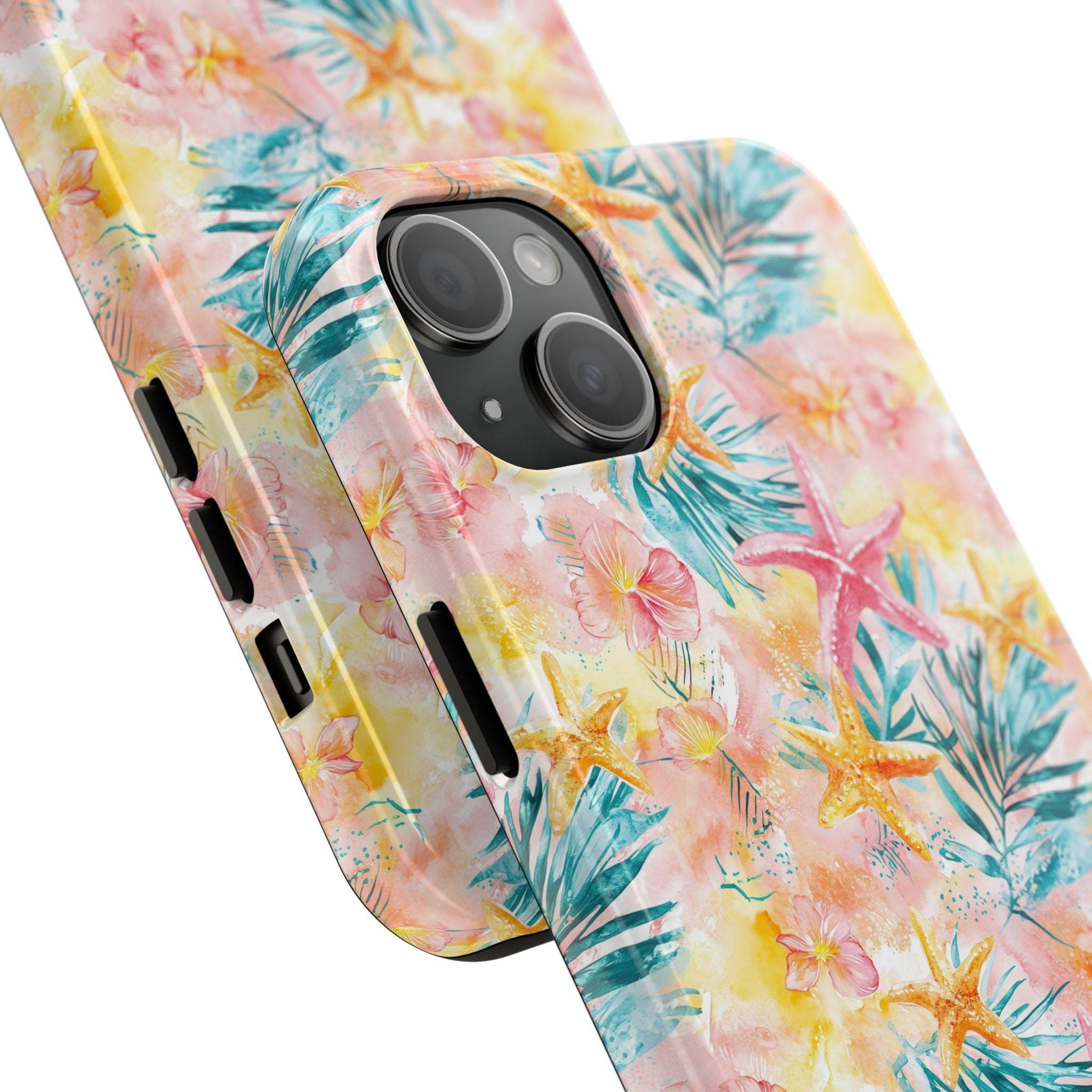 Pink Tropical Starfish- Floral Tough Phone Case - Durable Protection with a Beach Vibe, Perfect Gift for Summer Lovers, Ideal for Vacation, Fun, Stylish