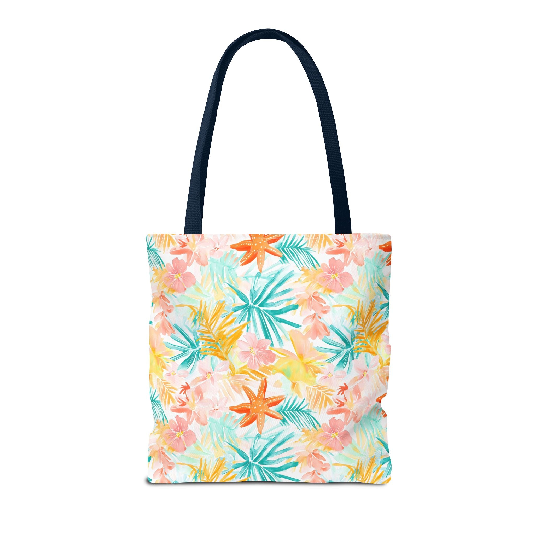 Tropical Starfish- Floral Tote Bag, Summer Beach Bag, Eco-Friendly Shopping Tote, Reusable Grocery Bag, Gift for Her