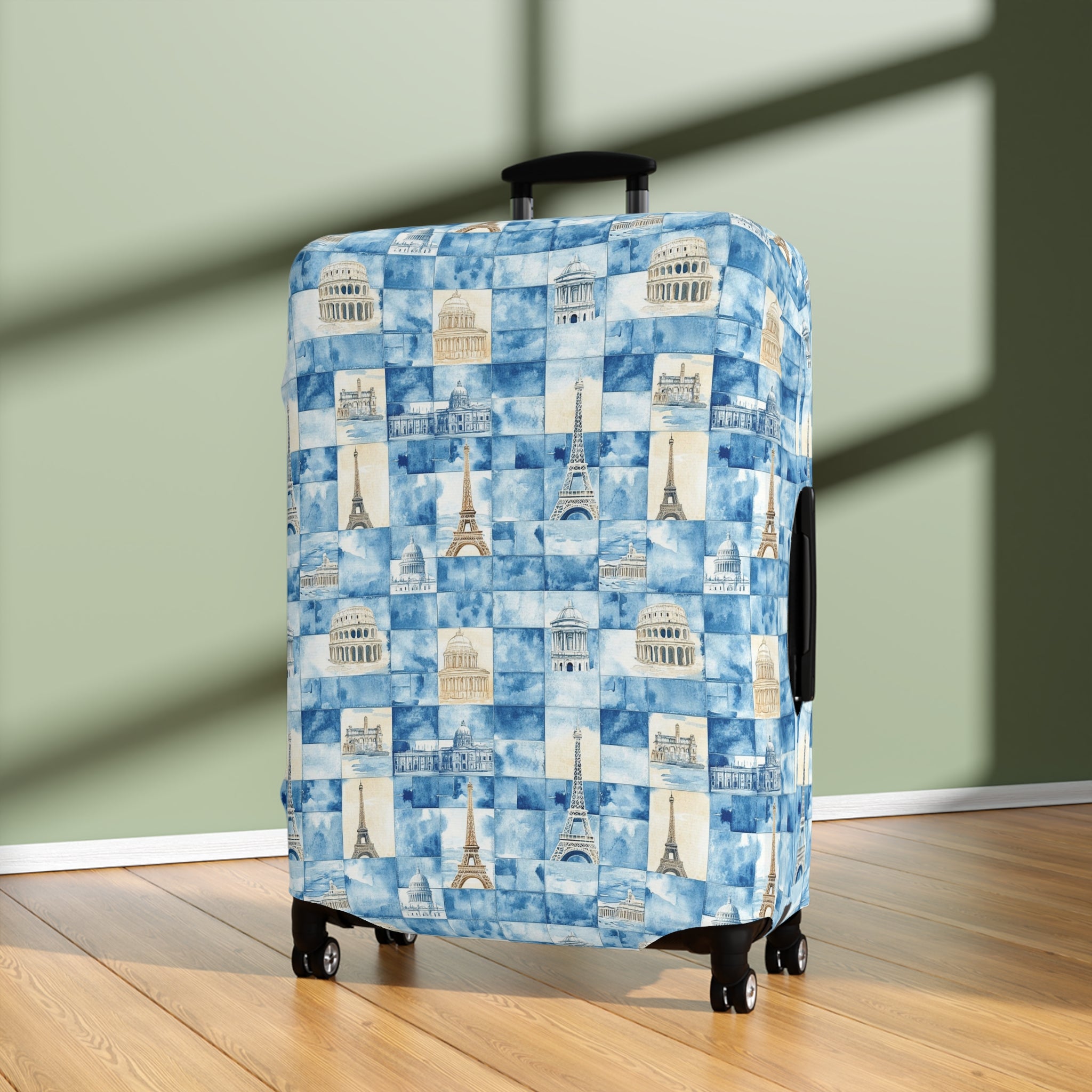 Europe- Travel Vibes Luggage Cover - Vintage Cityscape Design, Travel Accessory, Suitcase Protector, Gift for Travelers, Fun Travel Gear