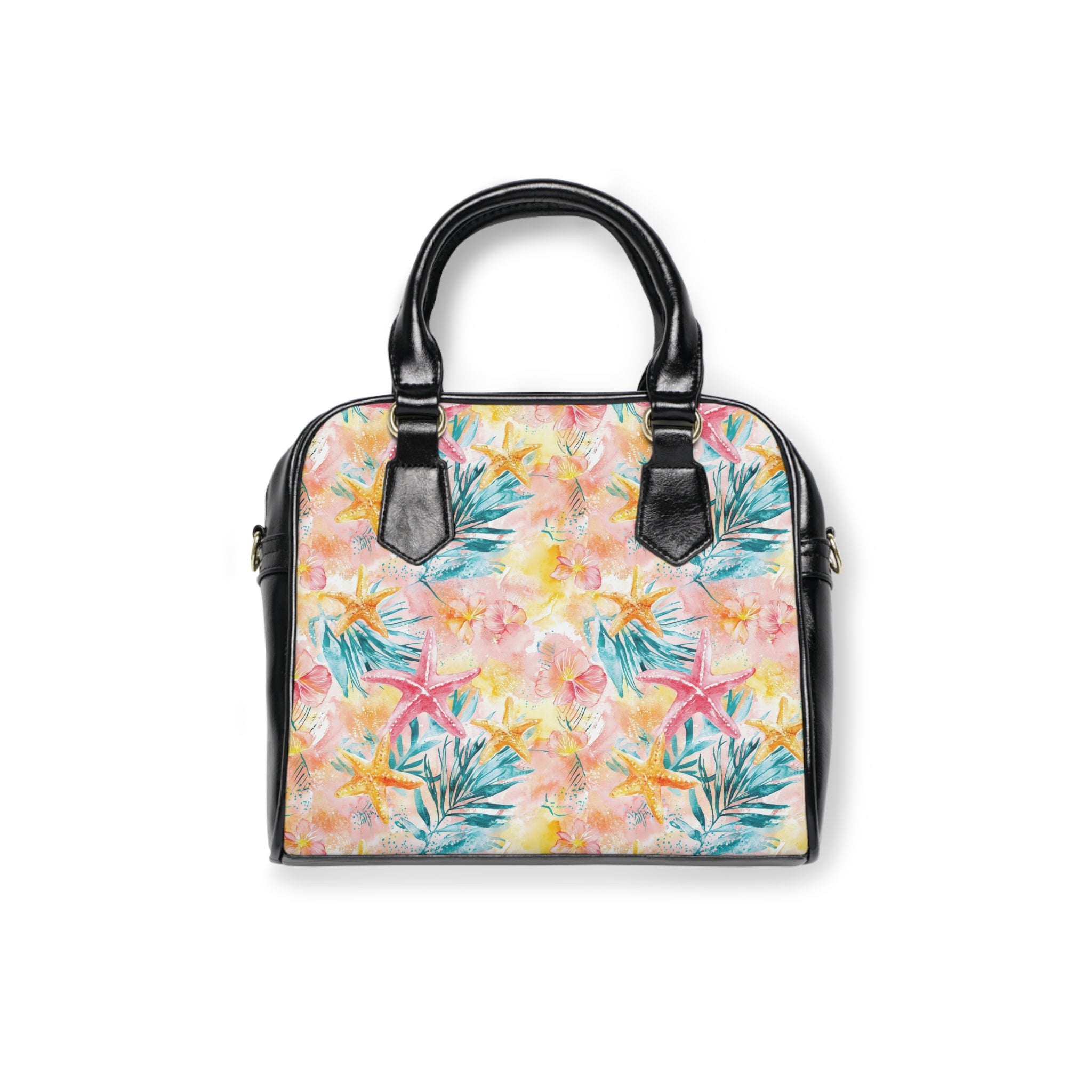Pink Tropical Starfish - Floral Handbag, Stylish Summer Purse, Trendy Shoulder Bag, Perfect for Beach Days, Travel, Gifts for Her