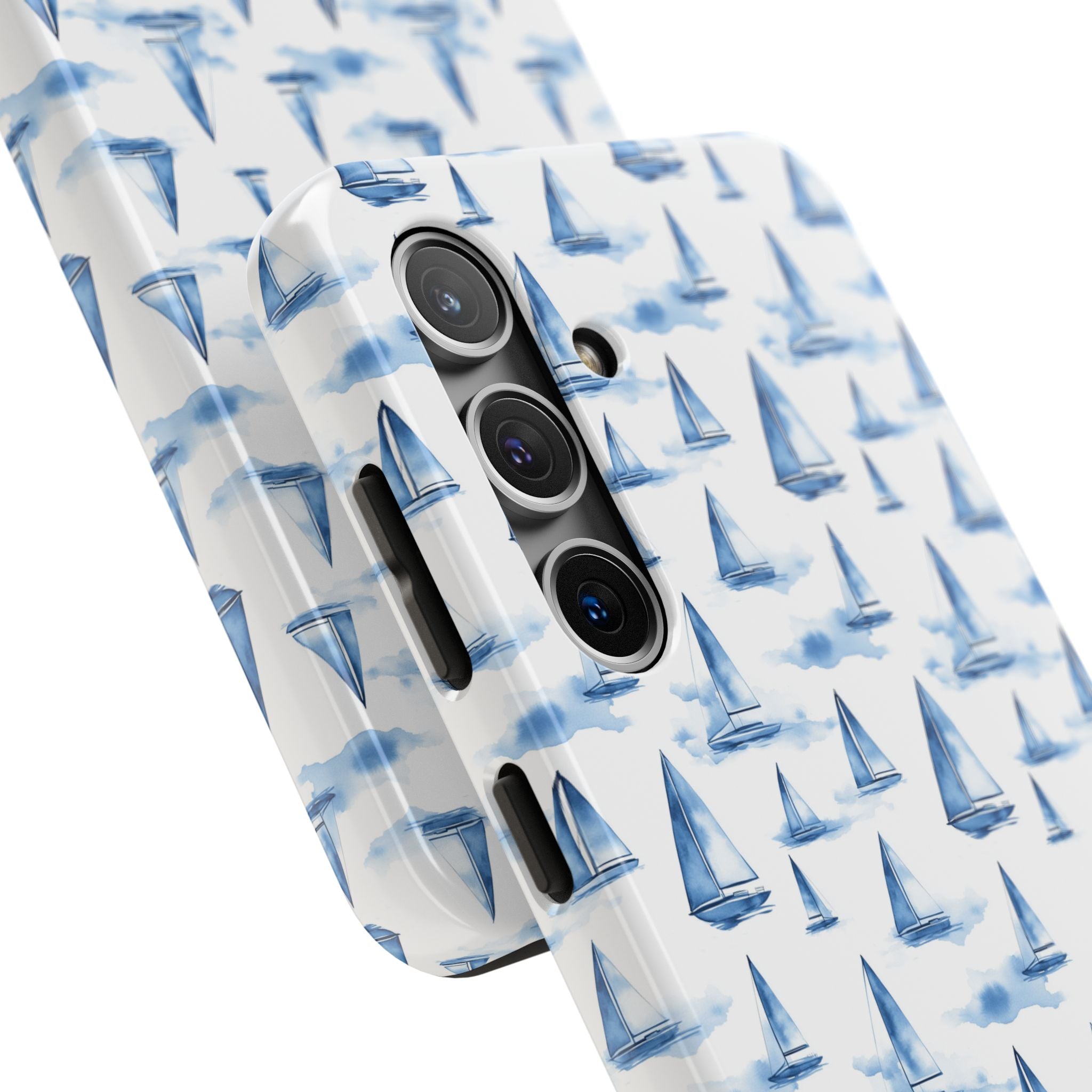 Blue Sailboat Phone Case - Nautical Tough Cover, Summer Gift, Ocean Lover Accessory, Unique Phone Protection, Beach Vibes