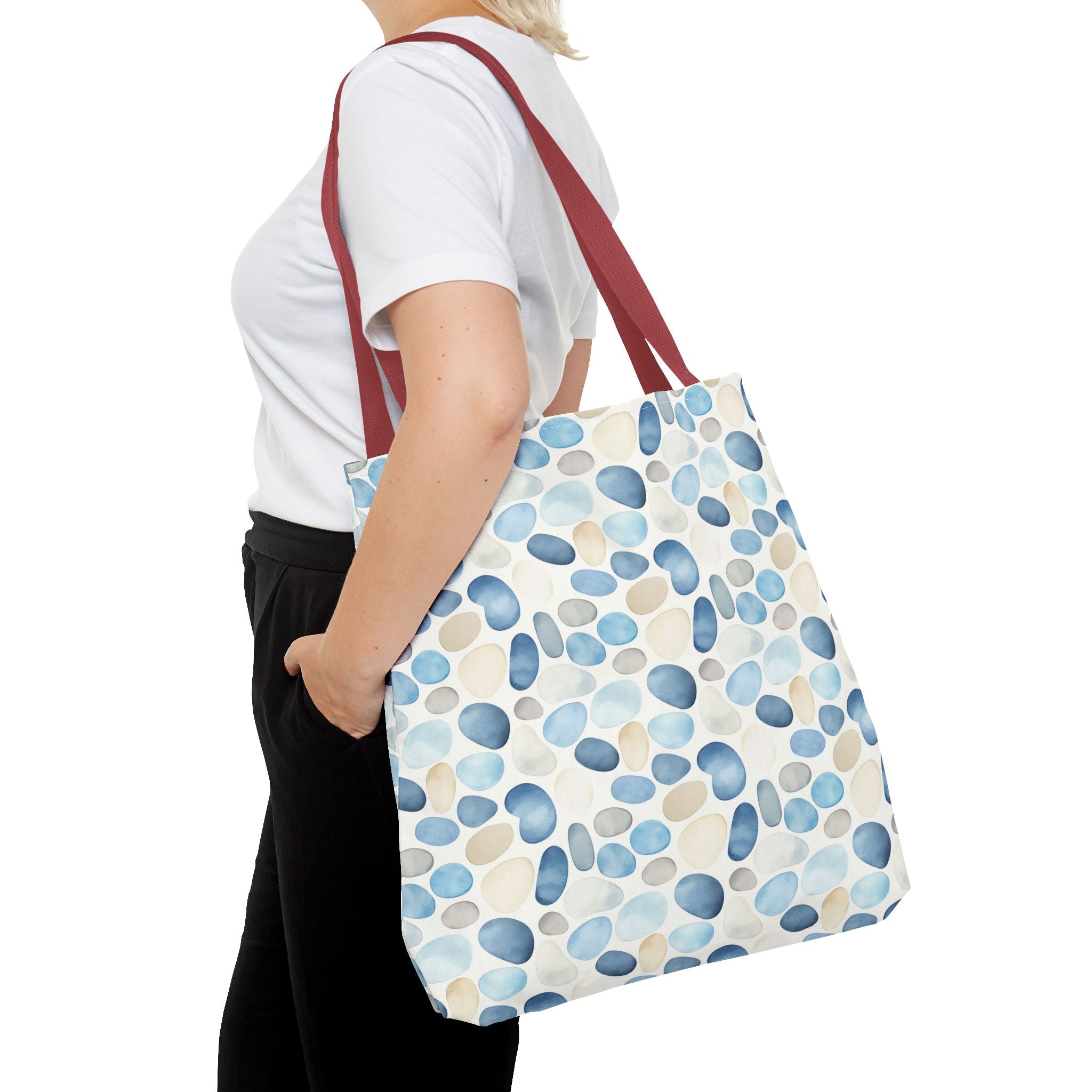 Cobble stone- Tote Bag with Blue Pebble Design | Beach Bag, Grocery Tote, Shopping Bag, Gift Bag, Eco-Friendly Tote