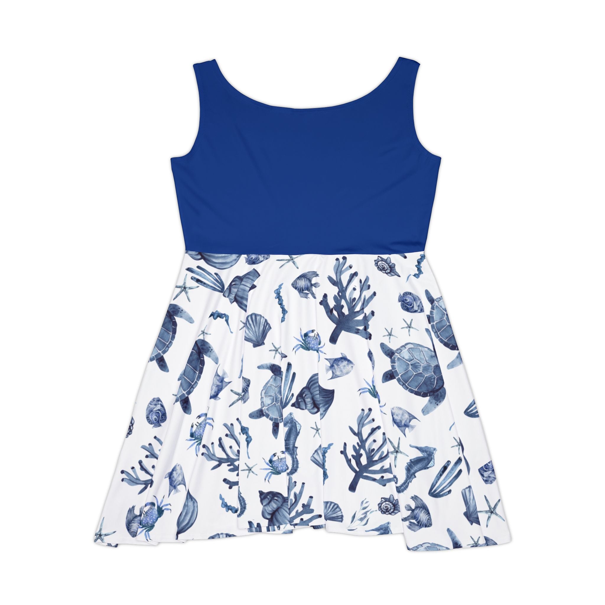 Deep Blue Sea Nautical-Themed Women's Skater Dress, Ocean-Inspired Fashion, Summer Dress, Beach Outfit, Vacation Wear, Mermaid Style