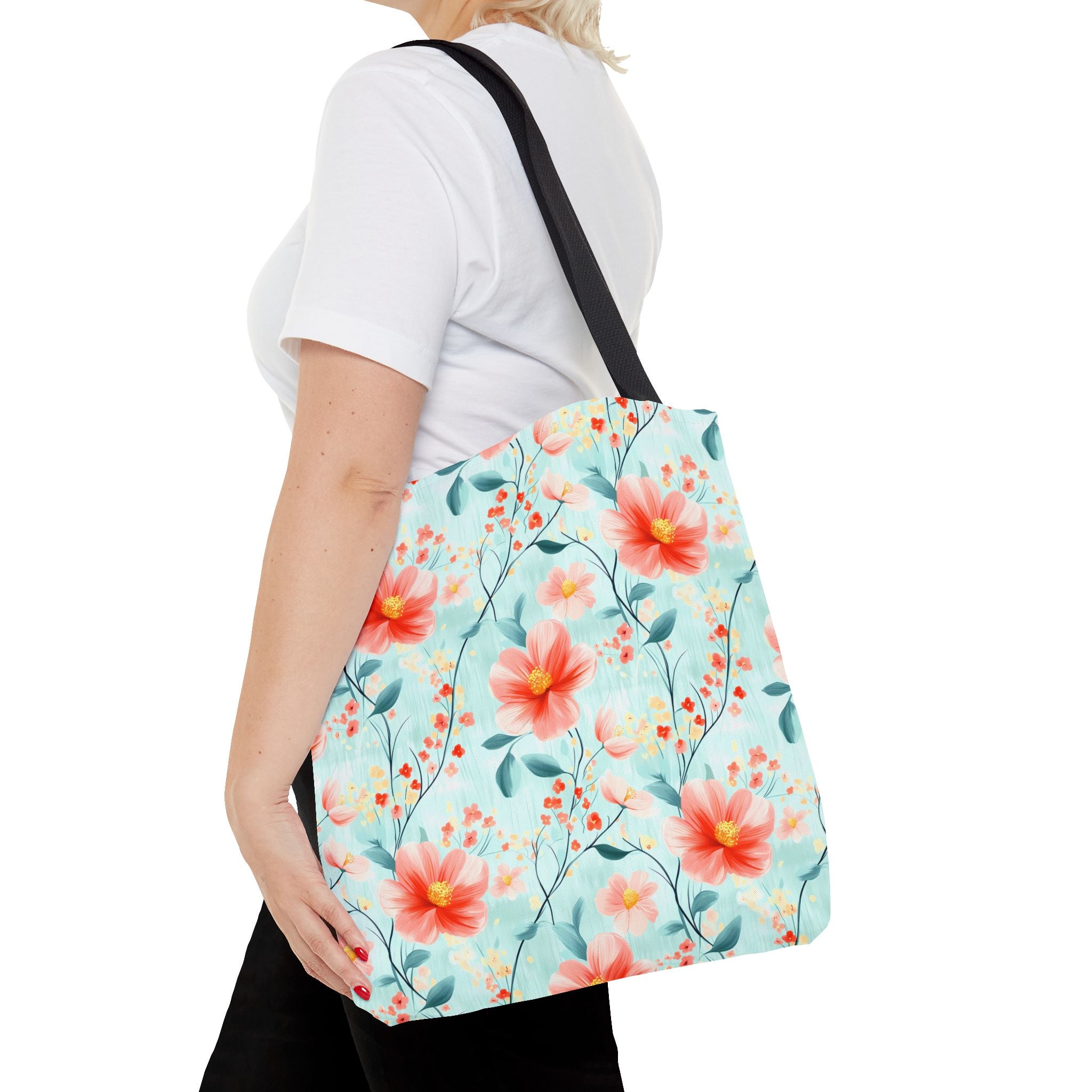 Teal Daisy - Floral Tote Bag, Boho Chic Carryall, Beach Bag, Gifts for Her, Spring Fashion Accessory, Eco-Friendly Shopping Bag