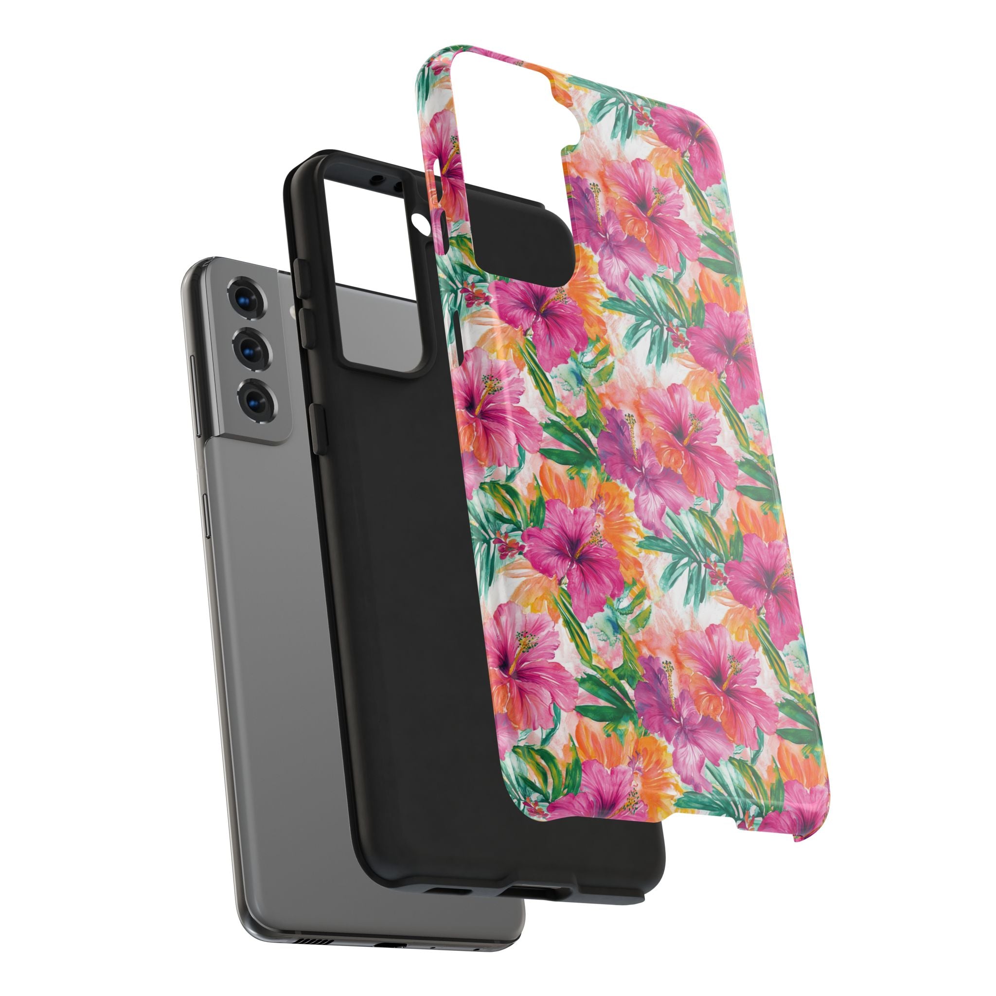 Pink Tropical Floral Phone Case, Tough Waterproof Cover, Summer Vibe Gift, Durable Tech Accessory, Floral Pattern for iPhone, Chic, Stylish