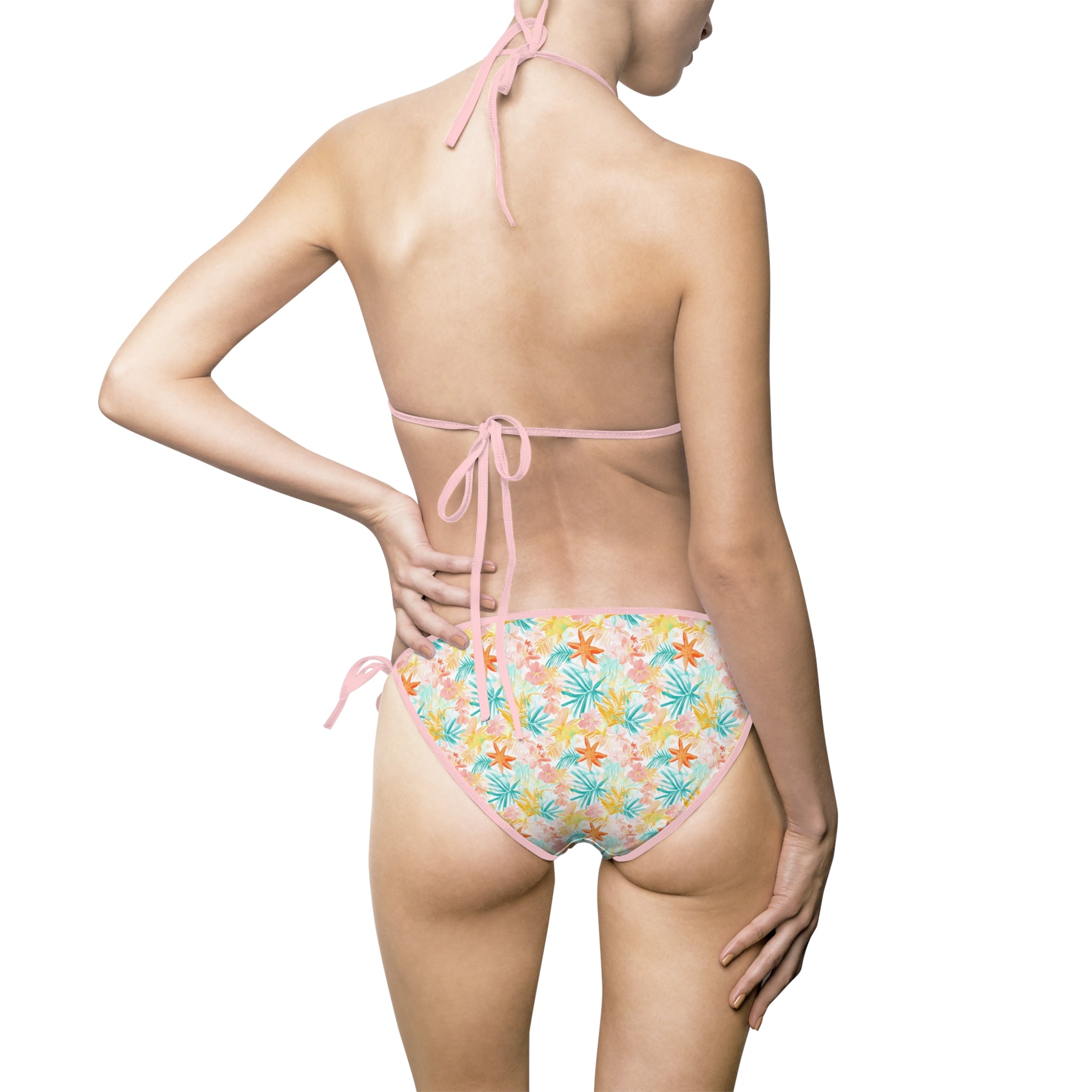 Pink Tropical Starfish- Bikini, Summer Swimwear, Beachwear, Vacation Essential, Female Swim Set, Pool Party, AOP Swimsuit