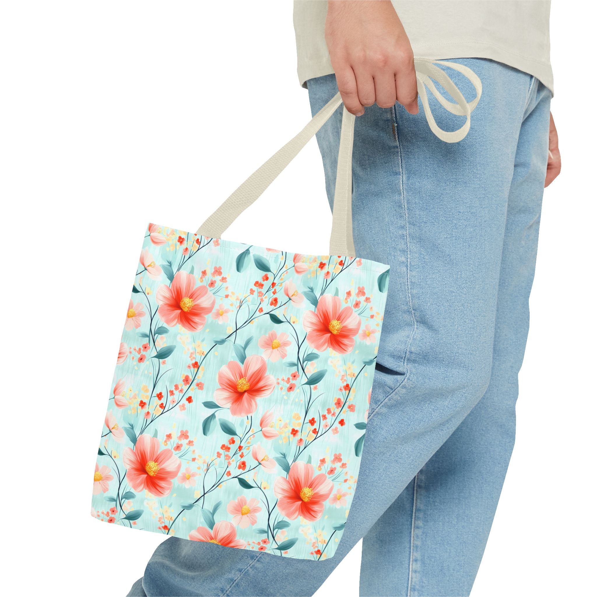 Teal Daisy - Floral Tote Bag, Boho Chic Carryall, Beach Bag, Gifts for Her, Spring Fashion Accessory, Eco-Friendly Shopping Bag