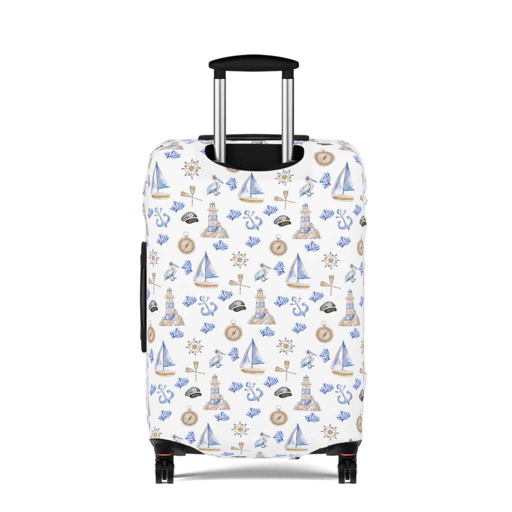 Sail Away - Nautical Luggage Cover, Travel Accessory, Beach Vacation Gear, Suitcase Protector, Gift for Travelers, Sailor Theme